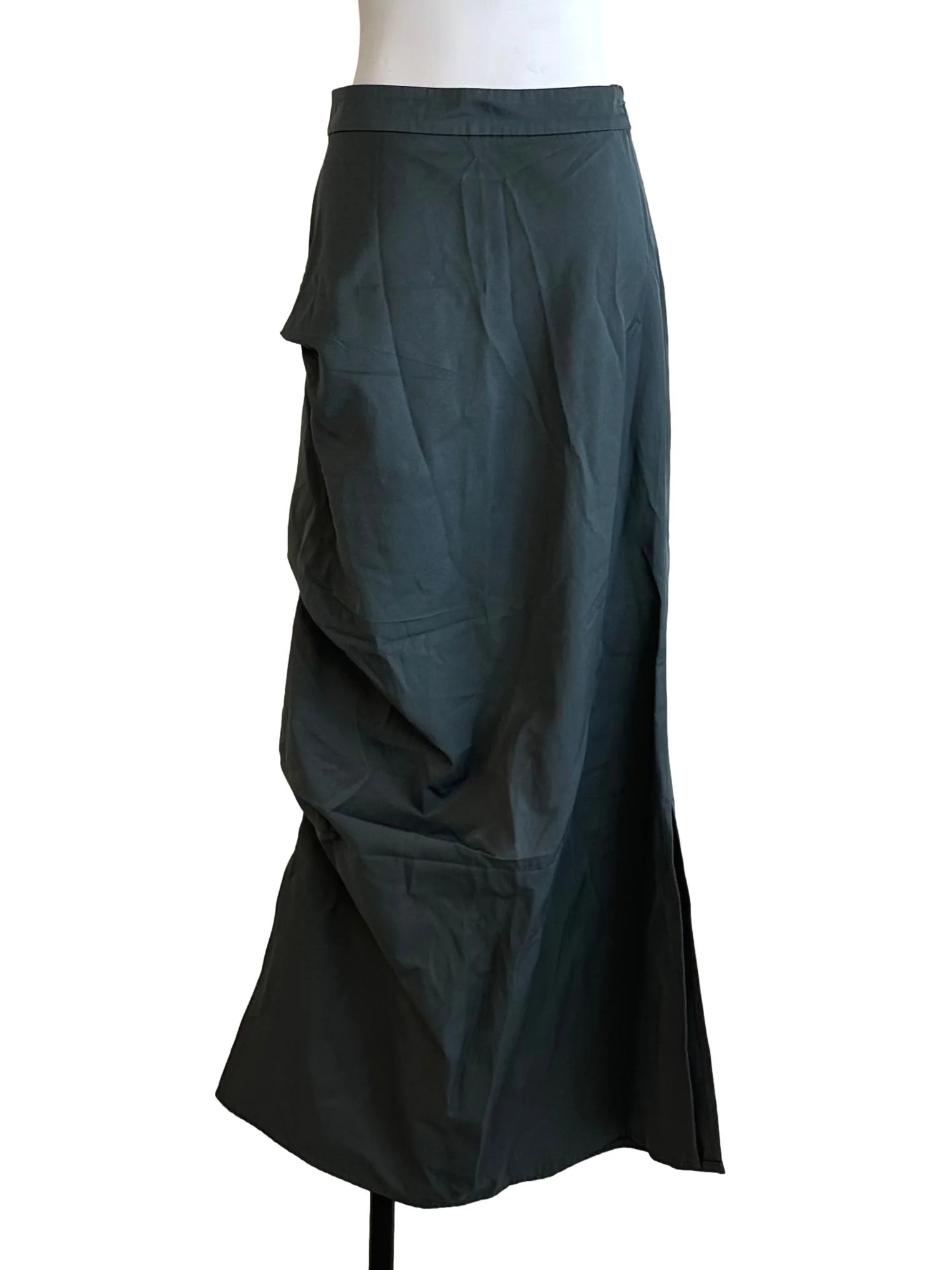 Dusty Green Side Ruched Asymmetric Skirt TTR - Image 2