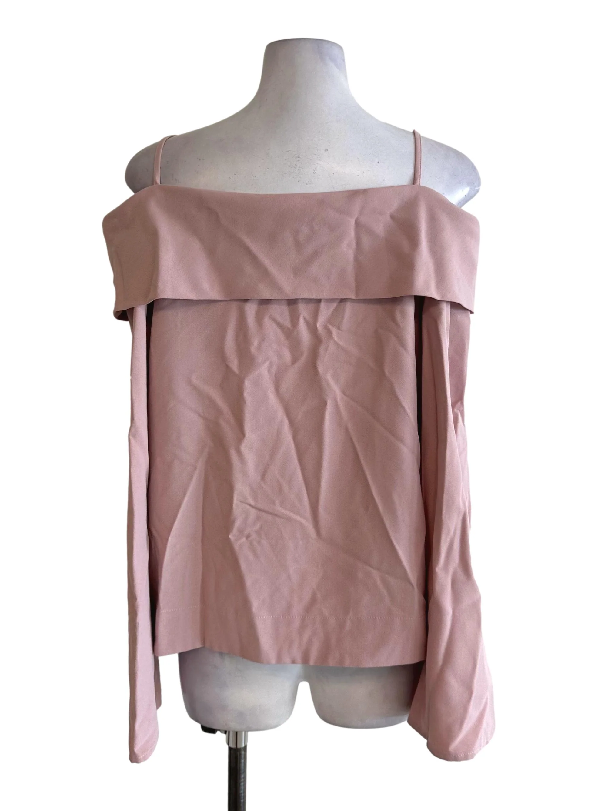 Dusty Pink Button Off Shoulder Top LB - Image 2