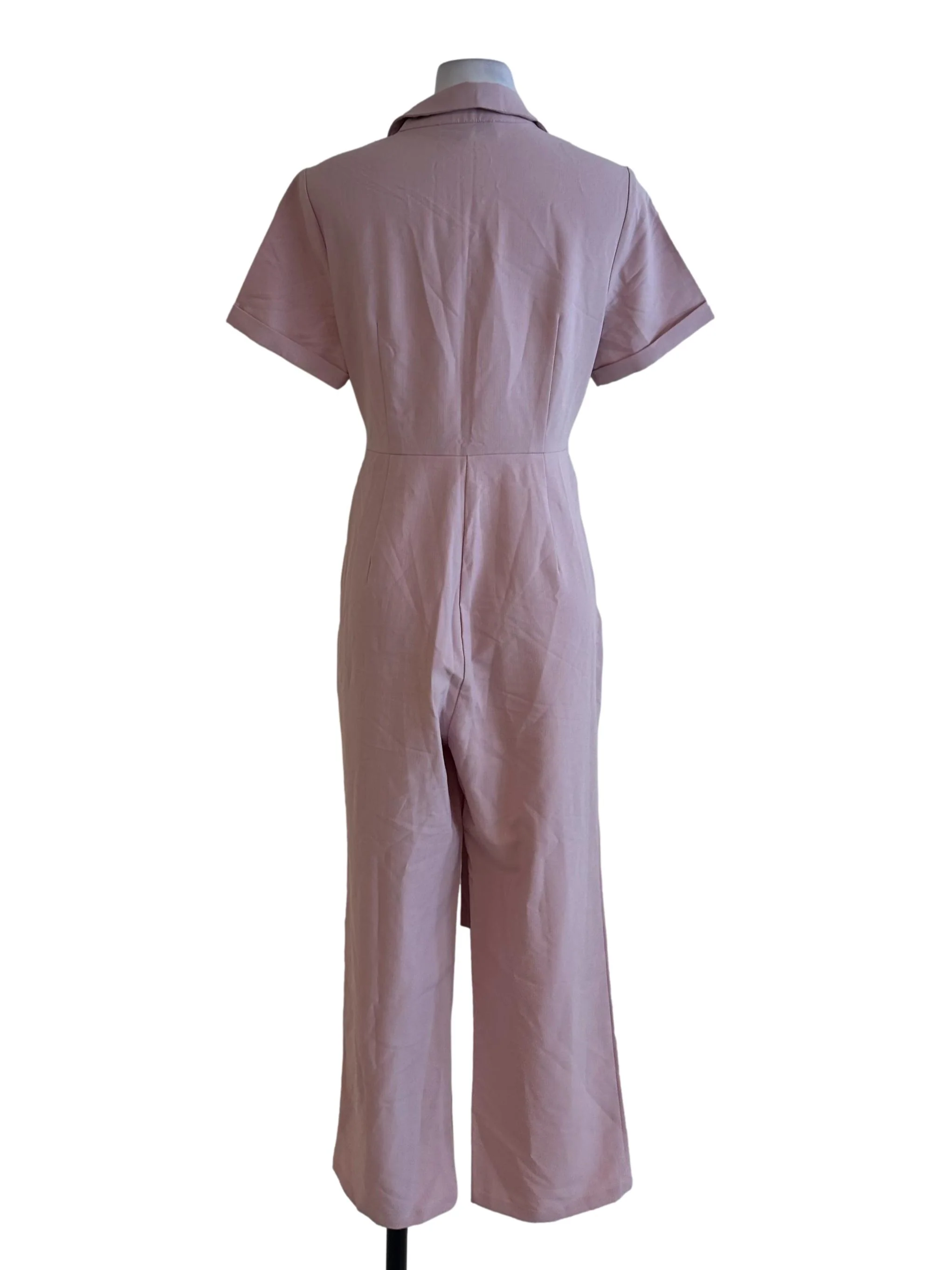 Dusty Pink Collar Short Sleeve Jumpsuit - Image 2