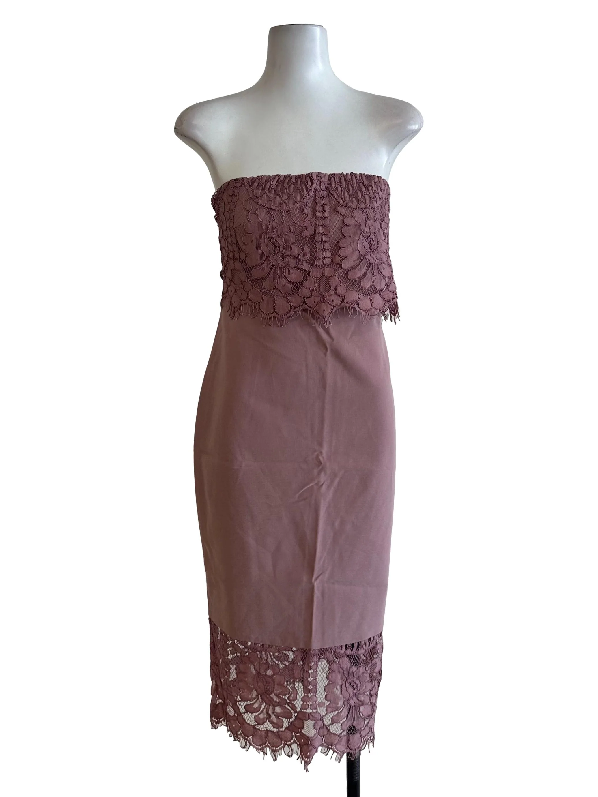 Dusty Pink Lace Strapless Dress