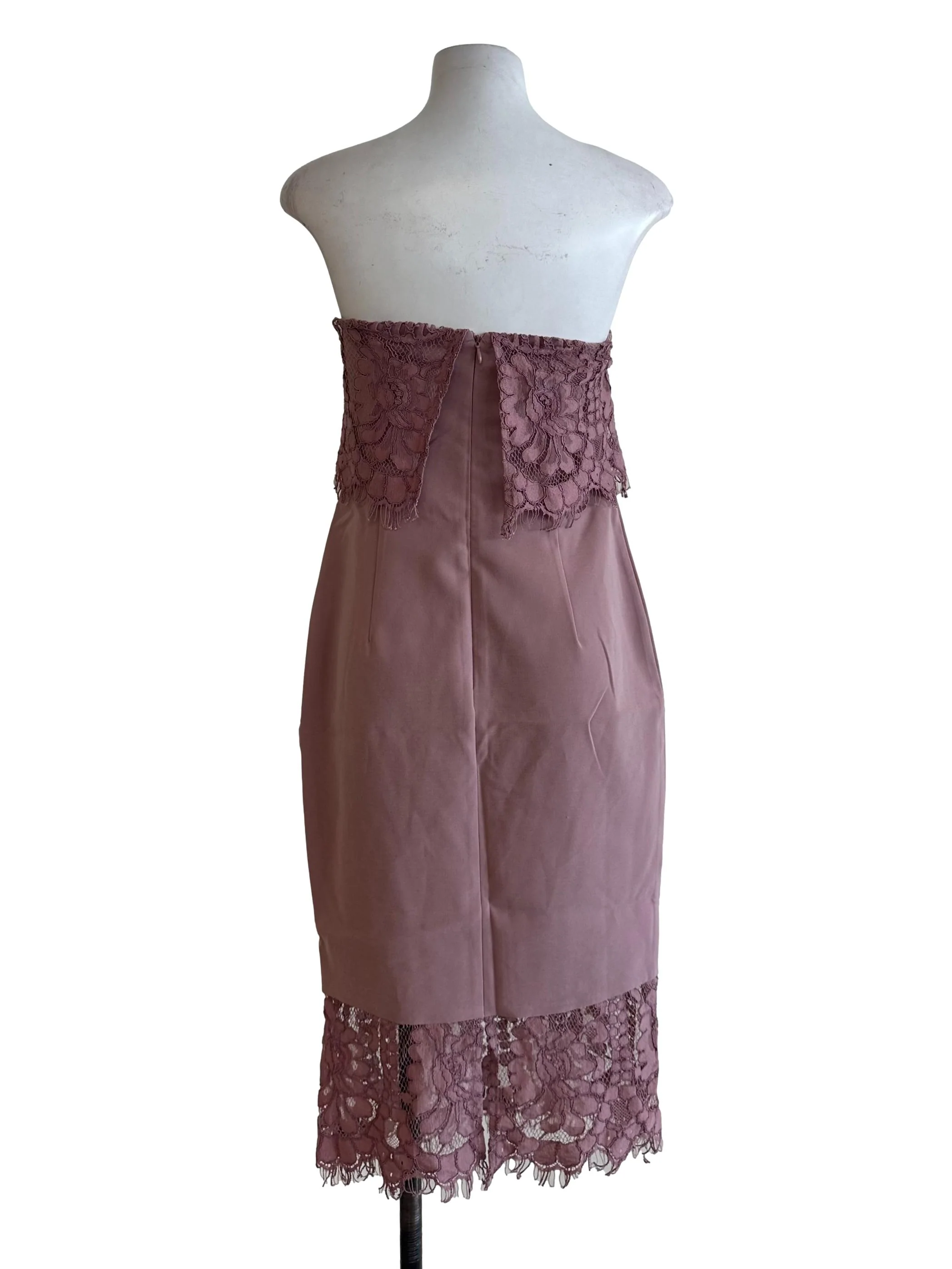 Dusty Pink Lace Strapless Dress - Image 2