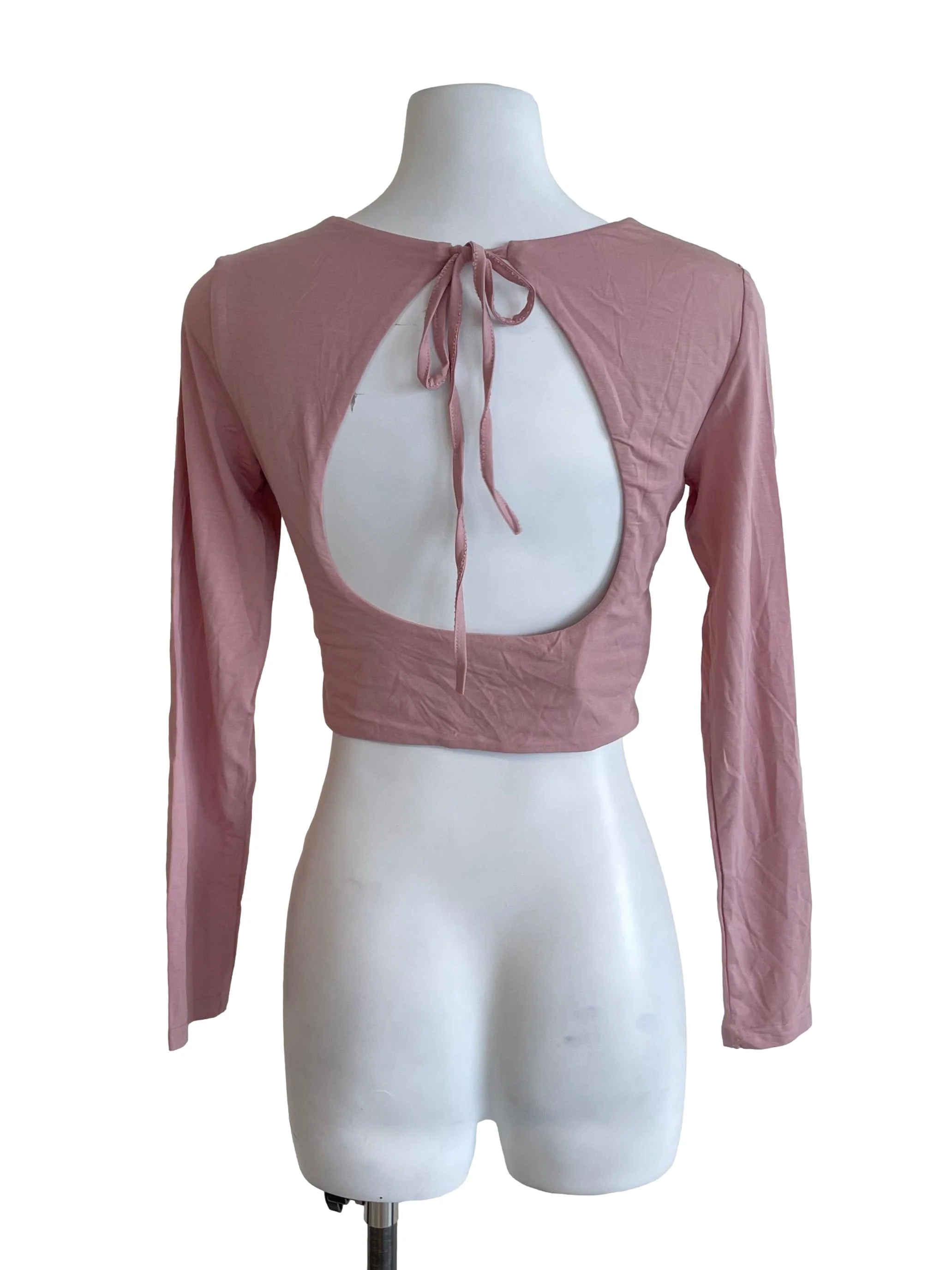 Dusty Pink Open Back Crop Top - Image 2