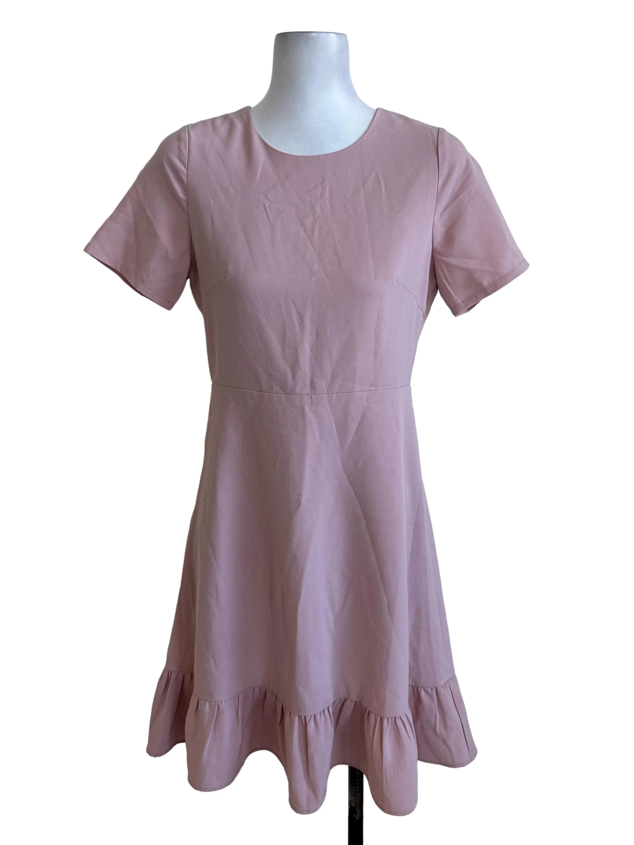 Dusty Pink Ruffle Short Sleeve Dress