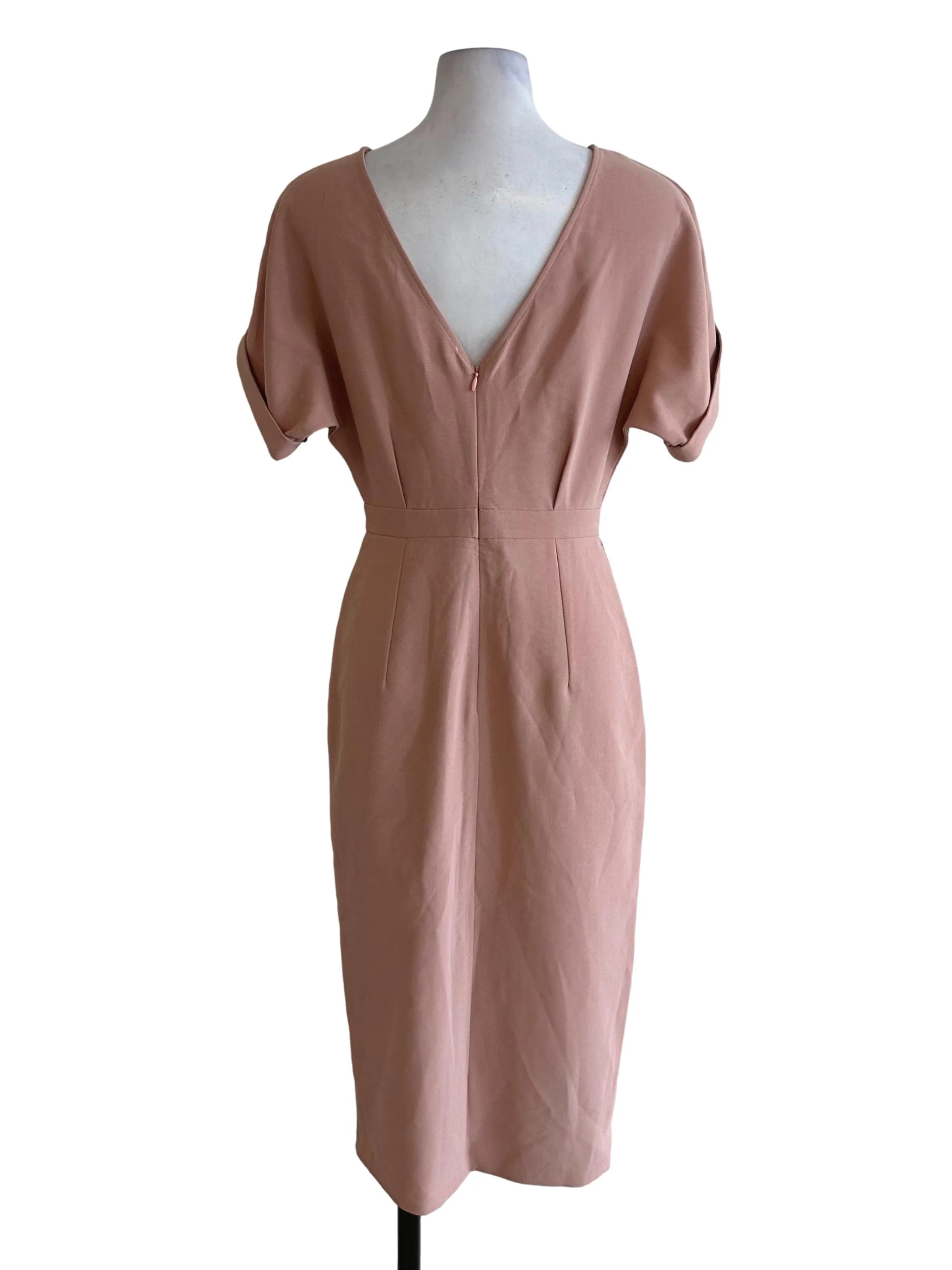 Dusty Pink Short Sleeve Slit Sheath Dress LB - Image 2