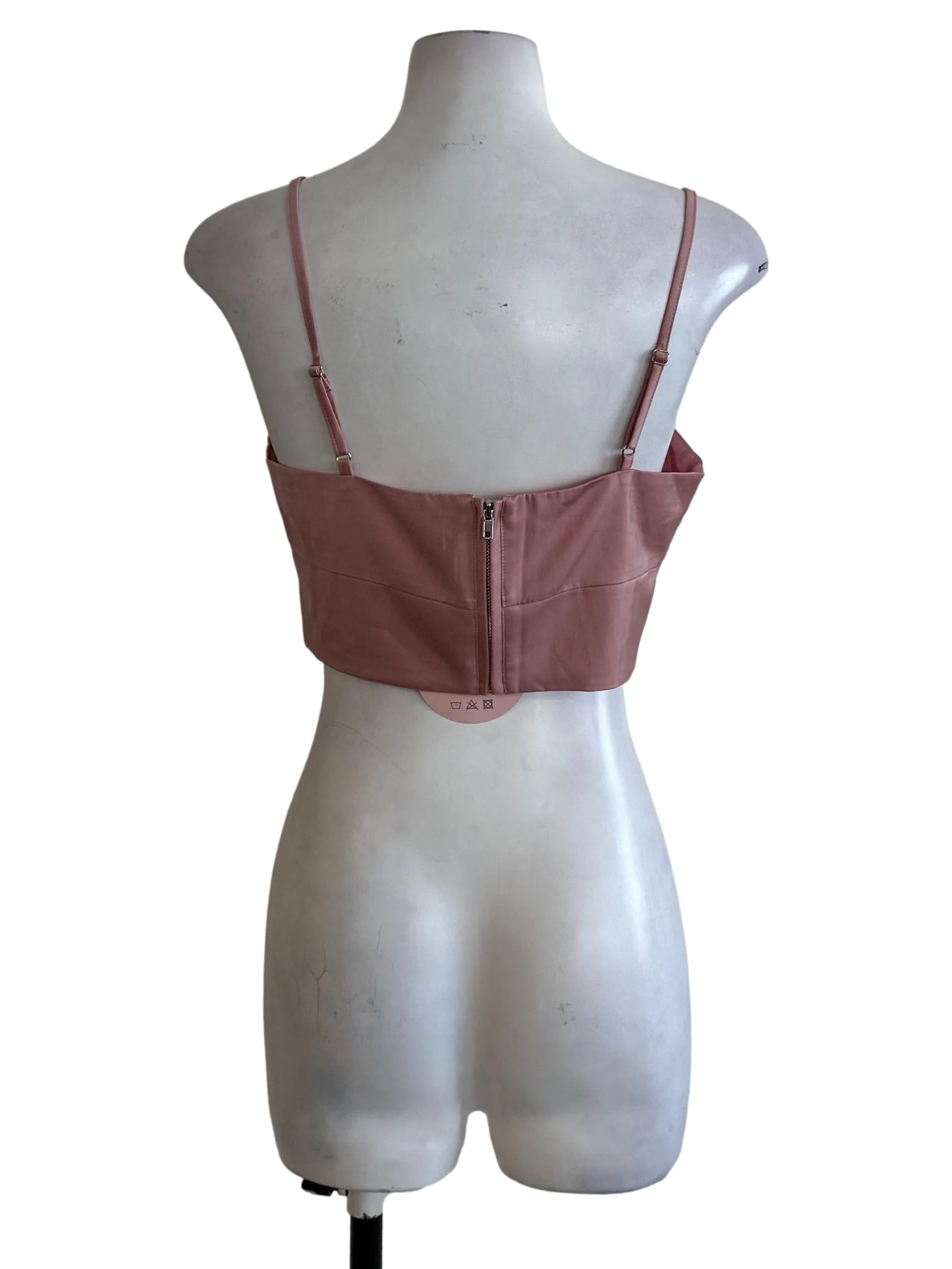 Dusty Pink Square Neck Crop Top - Image 2