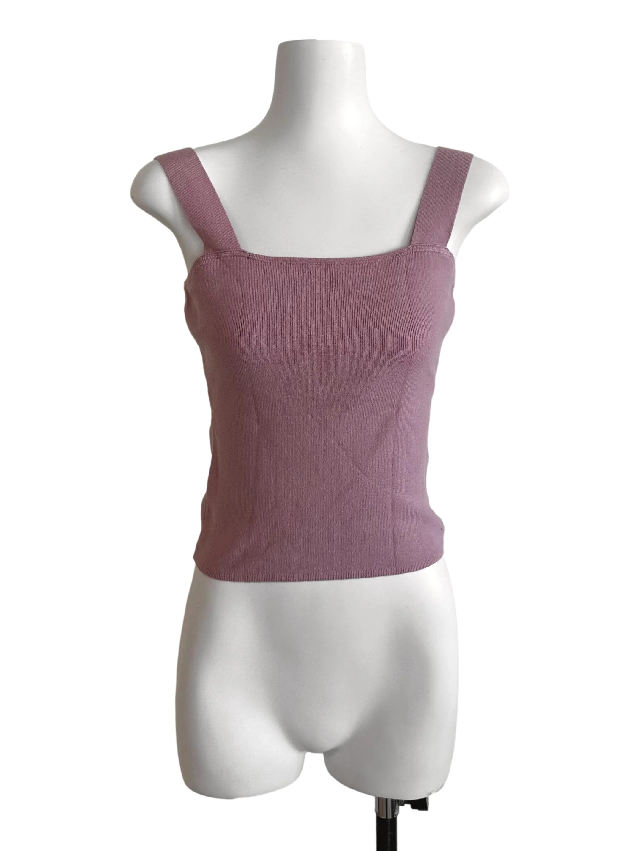 Dusty Pink Square Neck Knit Top TCL