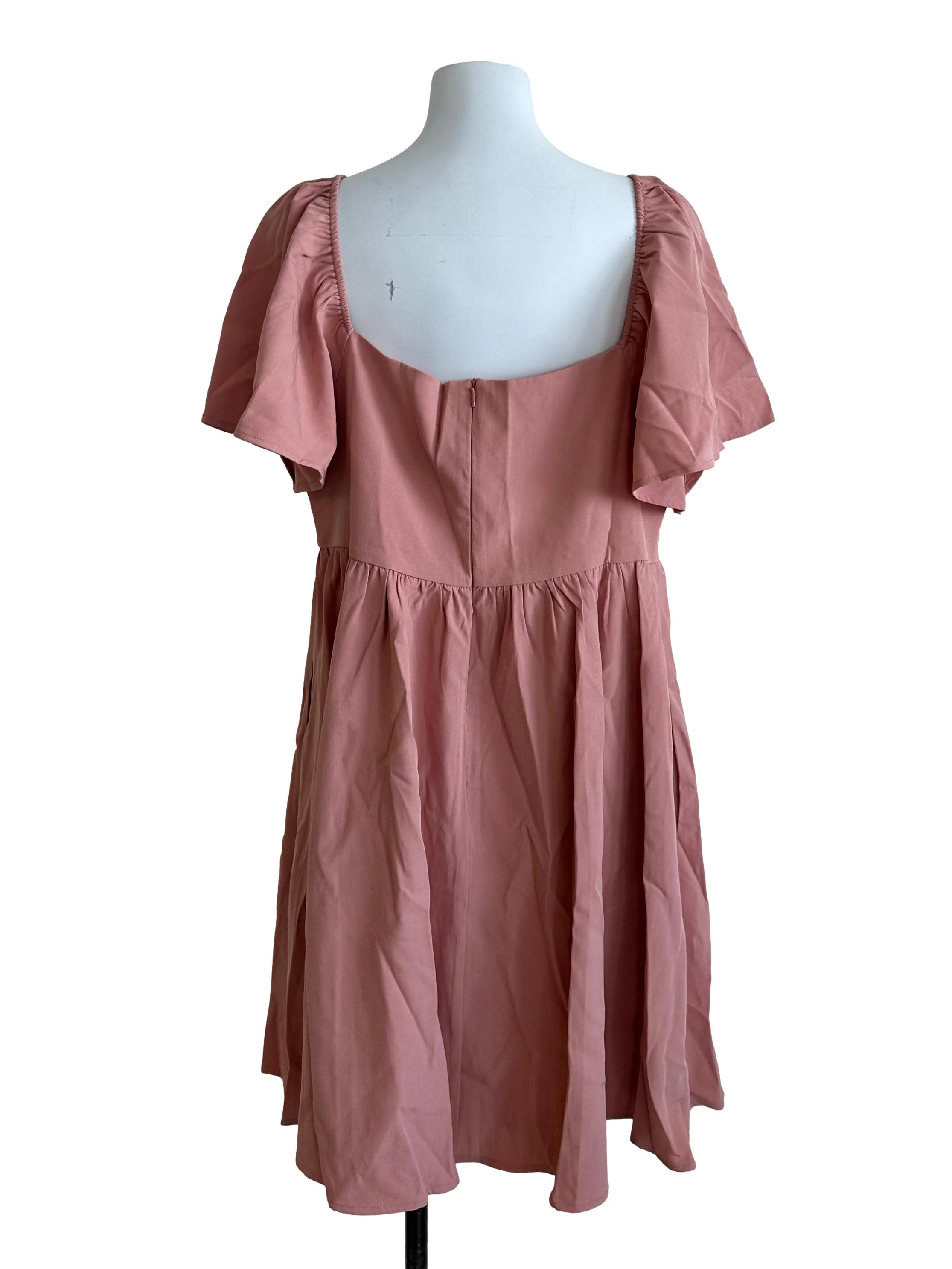 Dusty Pink Sweetheart Neck Babydoll Dress - Image 2