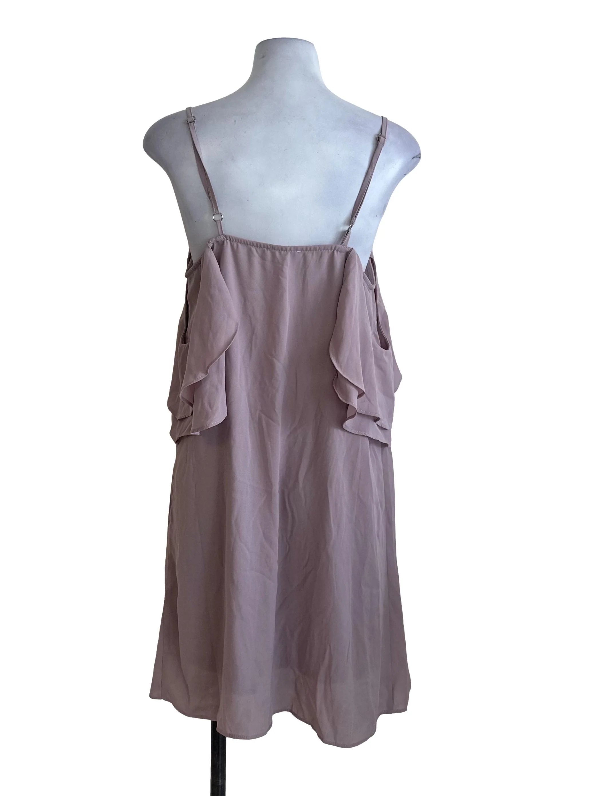 Dusty Purple Spaghetti Strap Off Shoulder Dress - Image 2