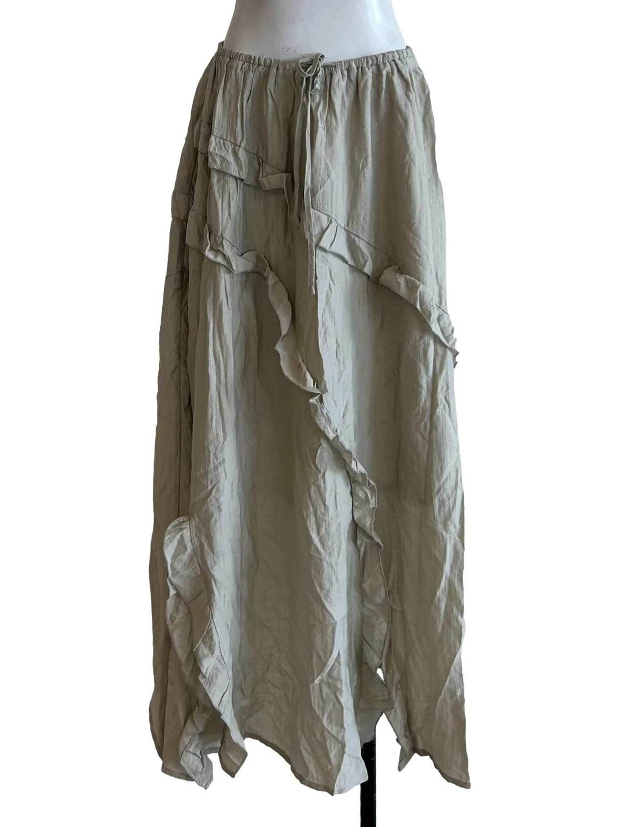 Dusty Sage Green Ruffle Skirt