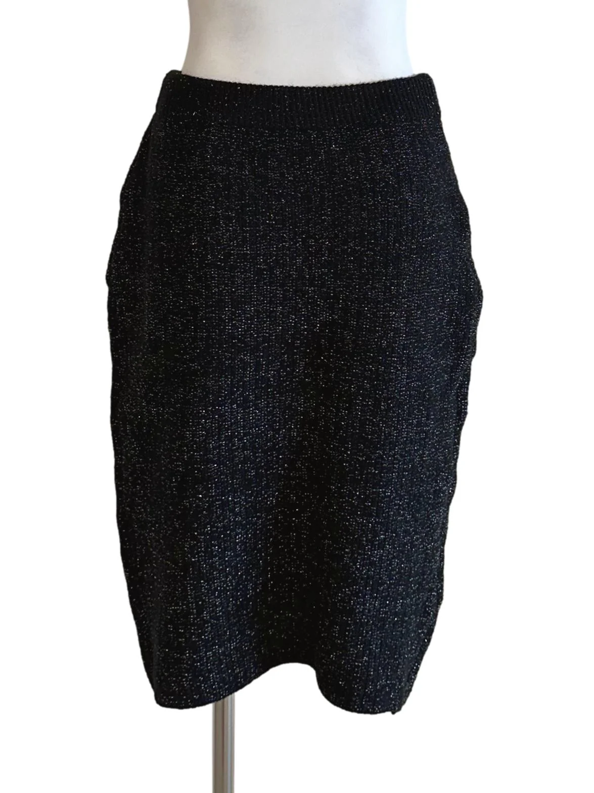 Ebony Black Glitter Knit Skirt - Image 2