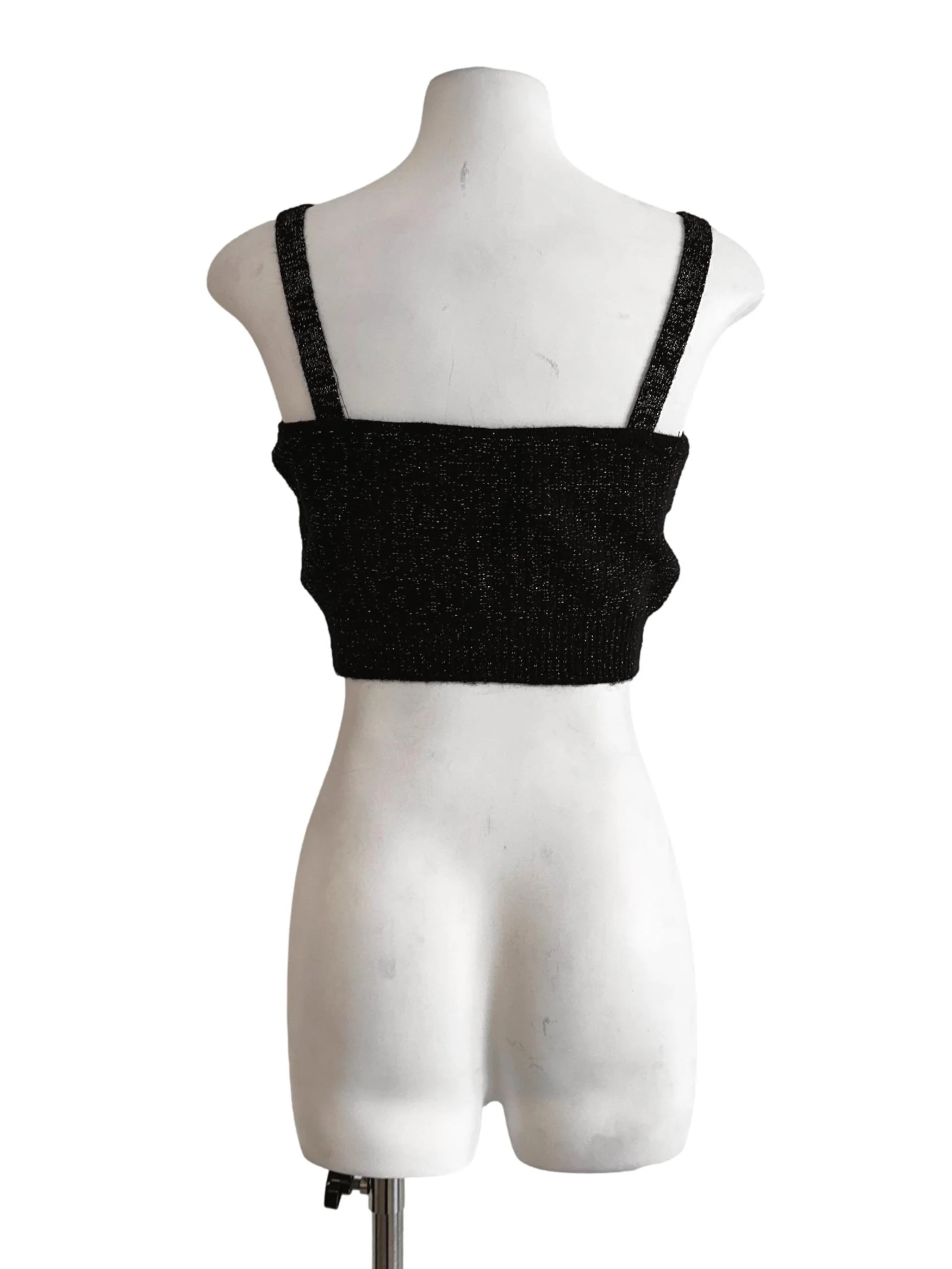 Ebony Black Glitter Knit Sleeveless Top - Image 2