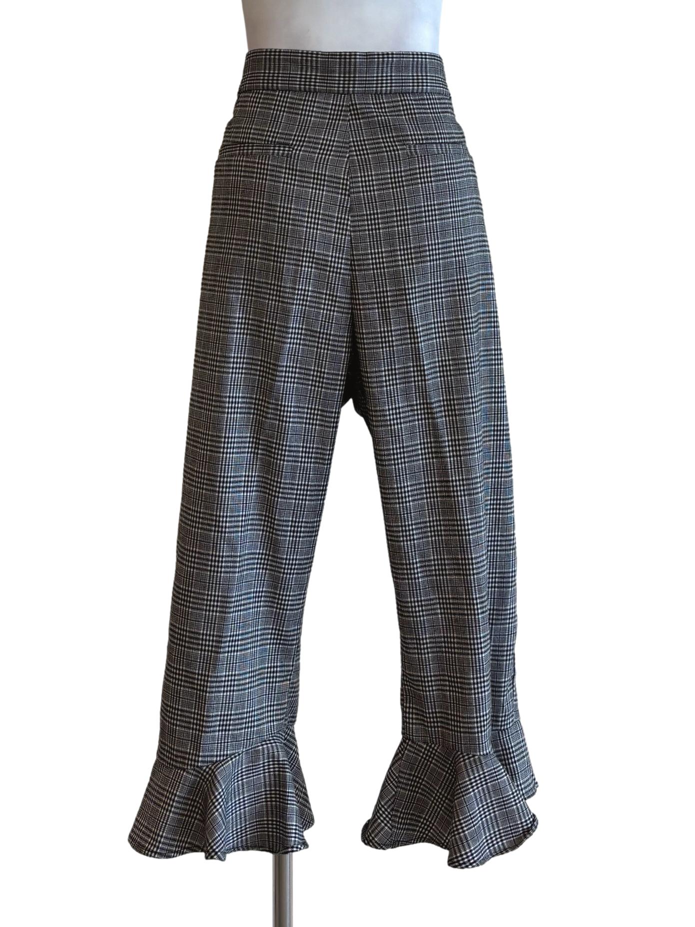Ebony Black Plaid Ruffle Pants - Image 2