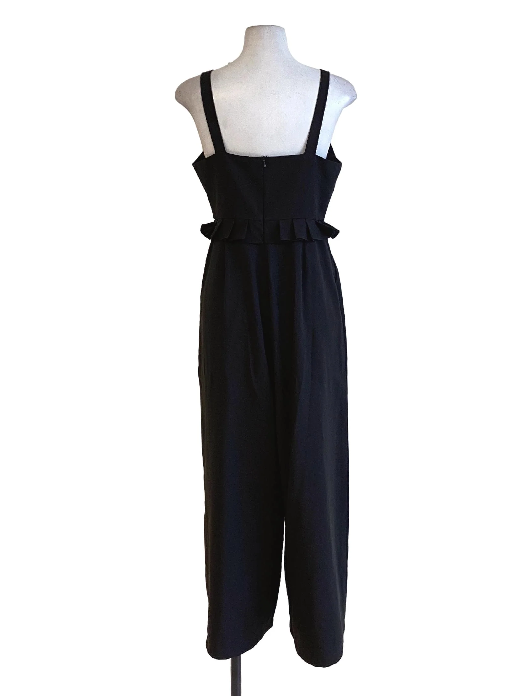 Ebony Black Ruffle Waist Sheath Loose Jumpsuit - Image 2
