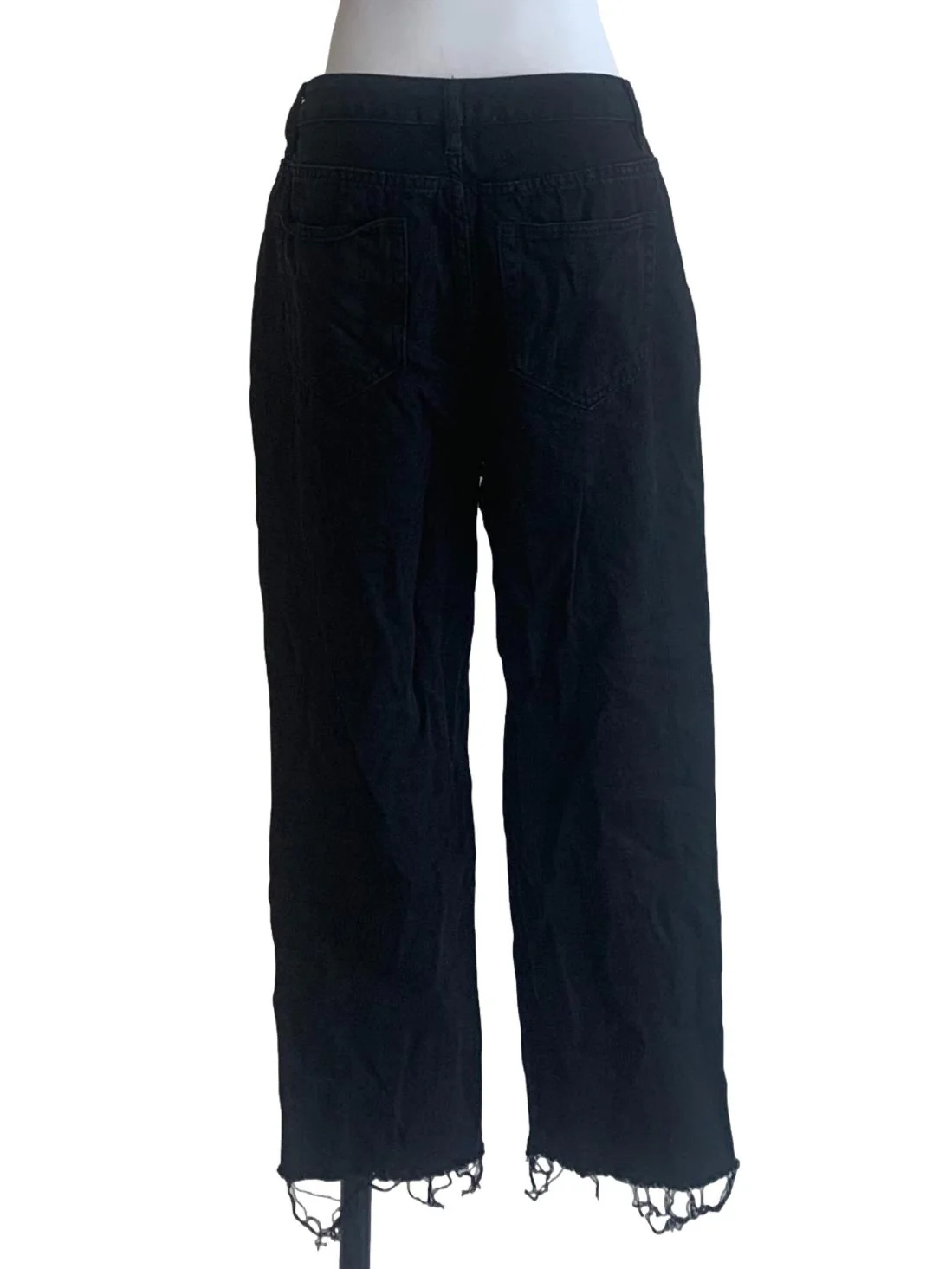 Ebony Black Raw Hem Jeans - Image 2