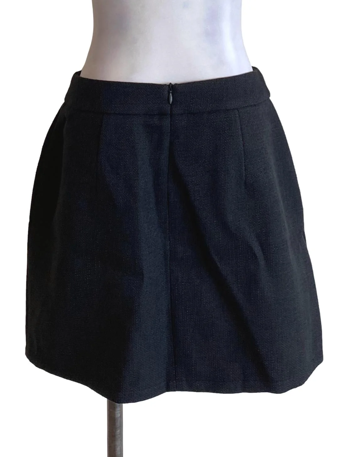 Ebony Black Tweed Formal Mini A-Line Skirt - Image 2