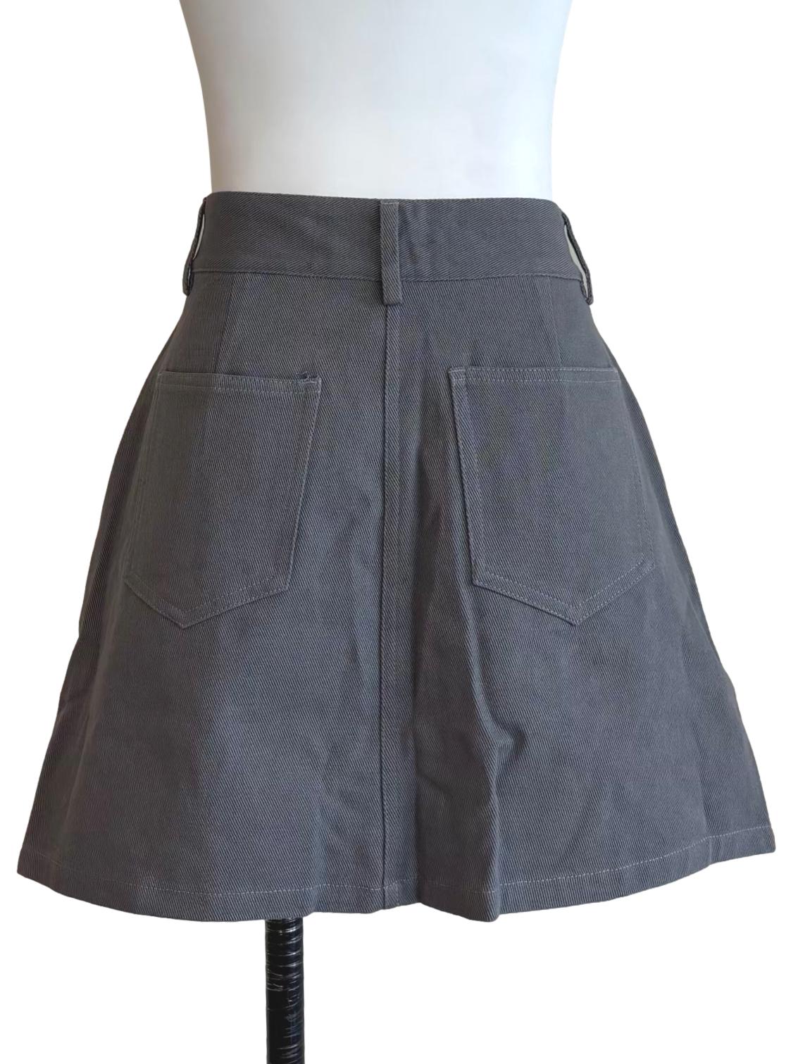 Echo Grey Denim Mini Skirt - Image 2