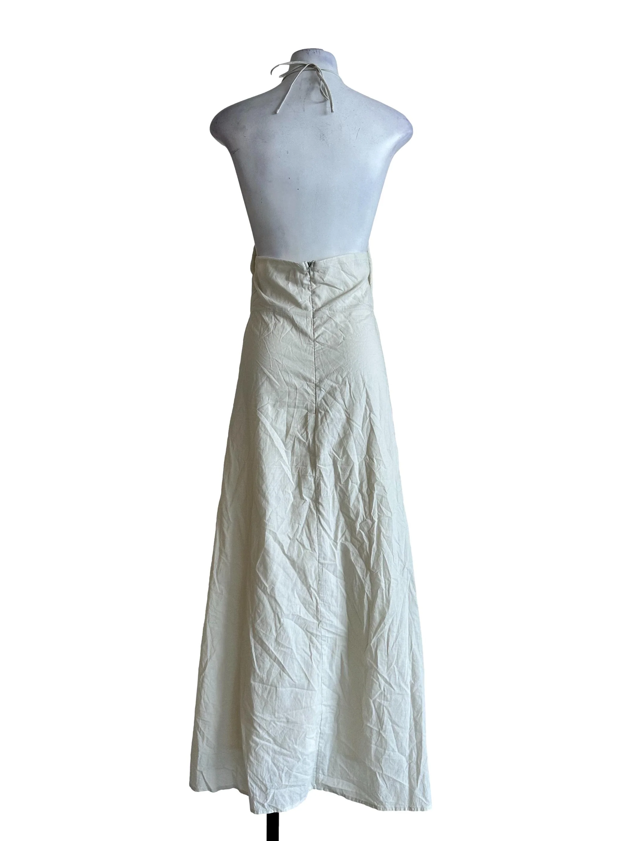 Egg Shell White Padded Halter Dress - Image 2
