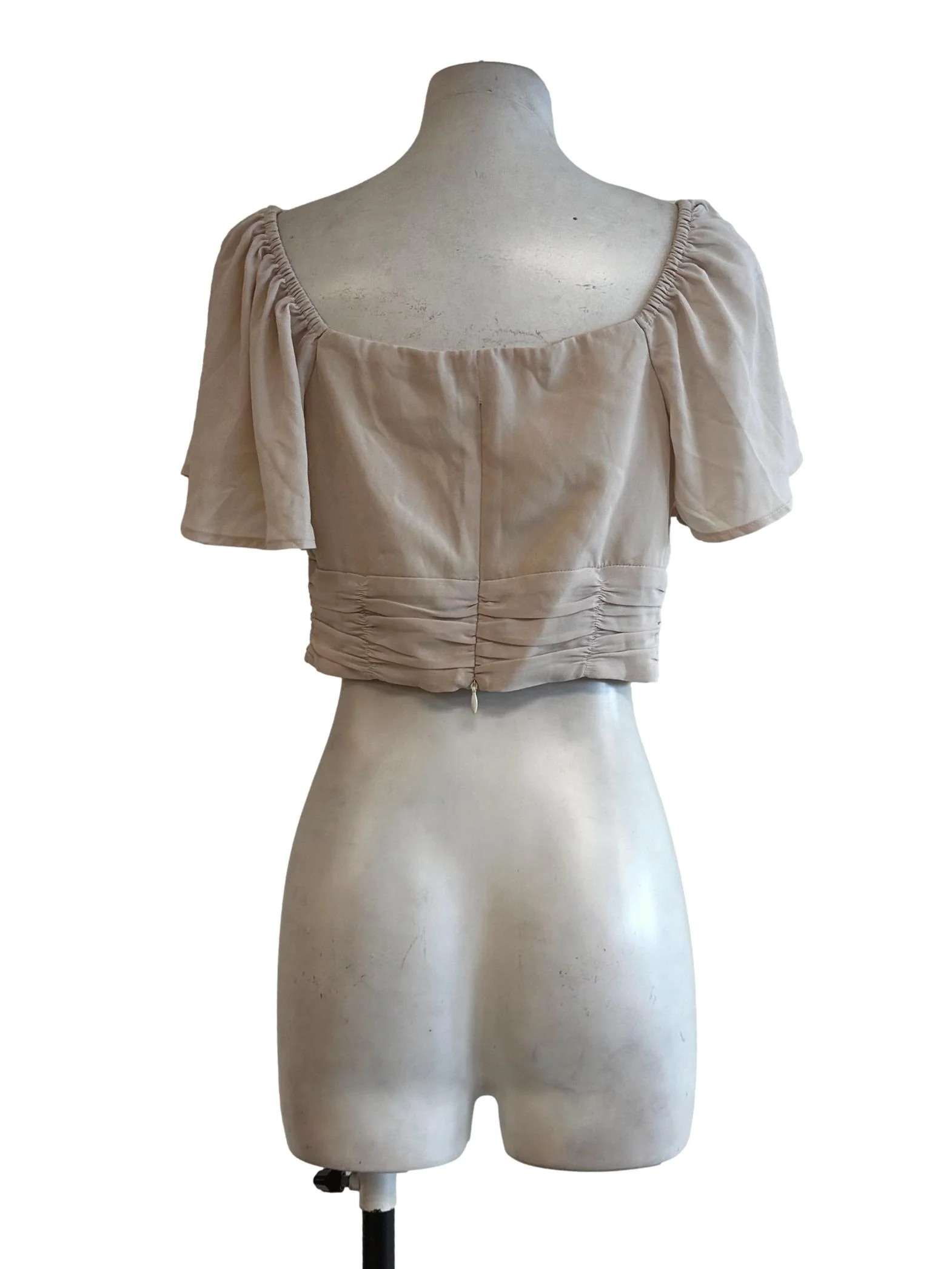 Eggnog Beige Pleated Crop Tops - Image 2