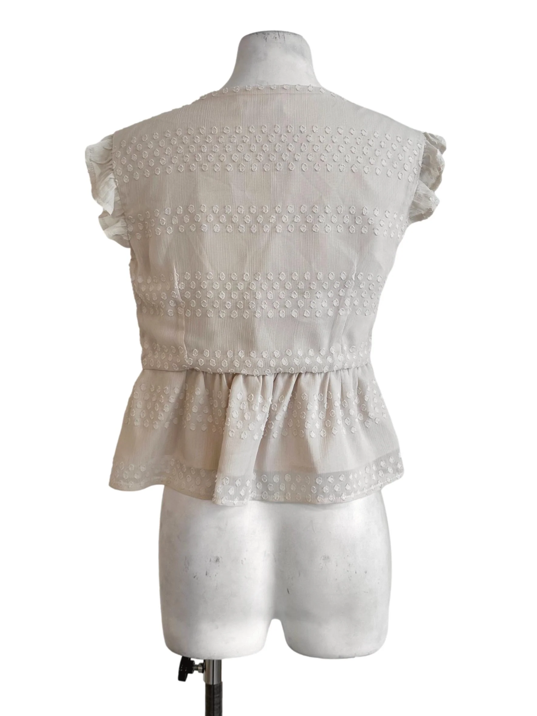 Eggnog Dots Pattern V Neckline Top - Image 2