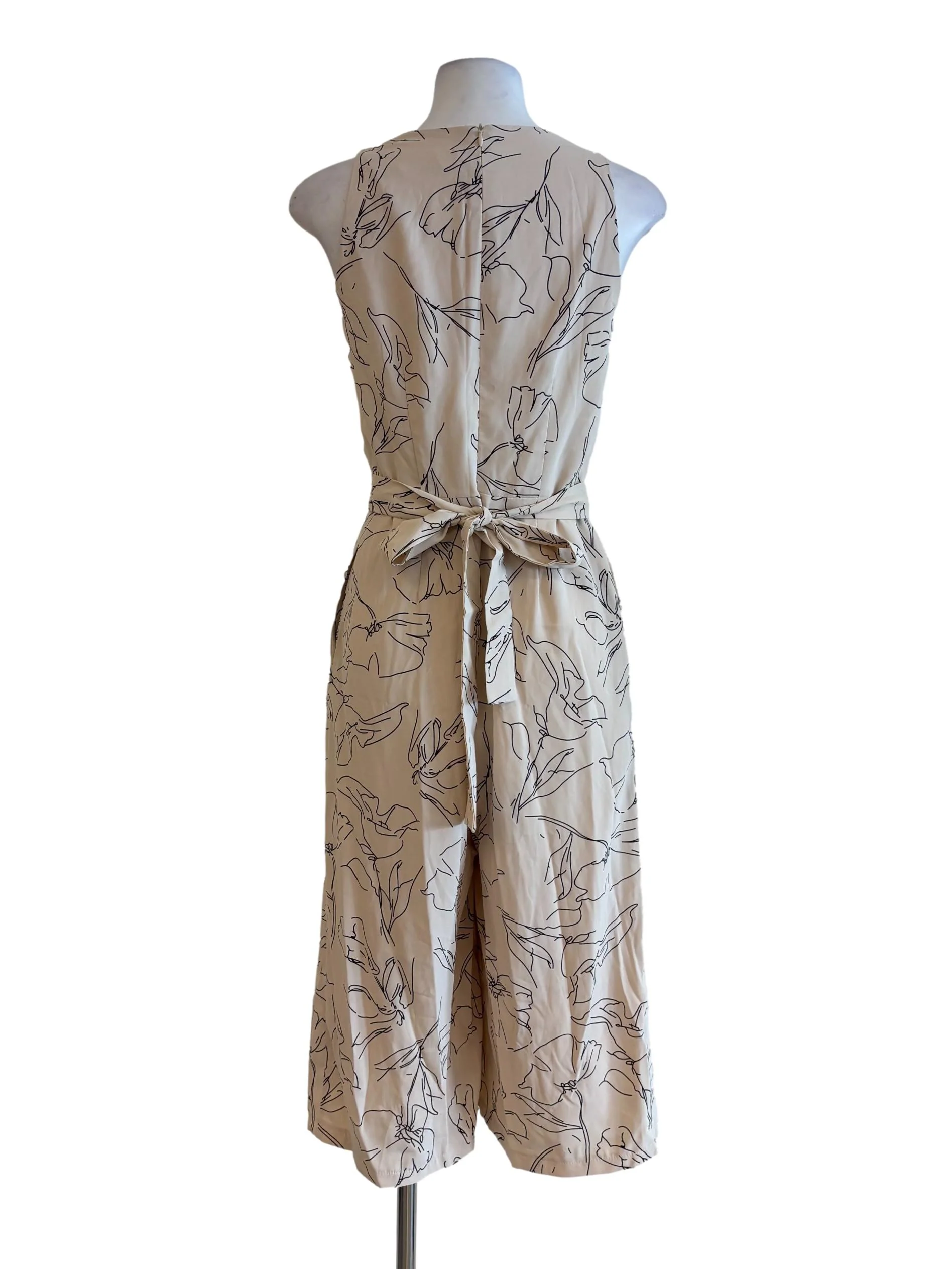 Eggshell Patterned Sleeveless Jumpsuit - Image 2
