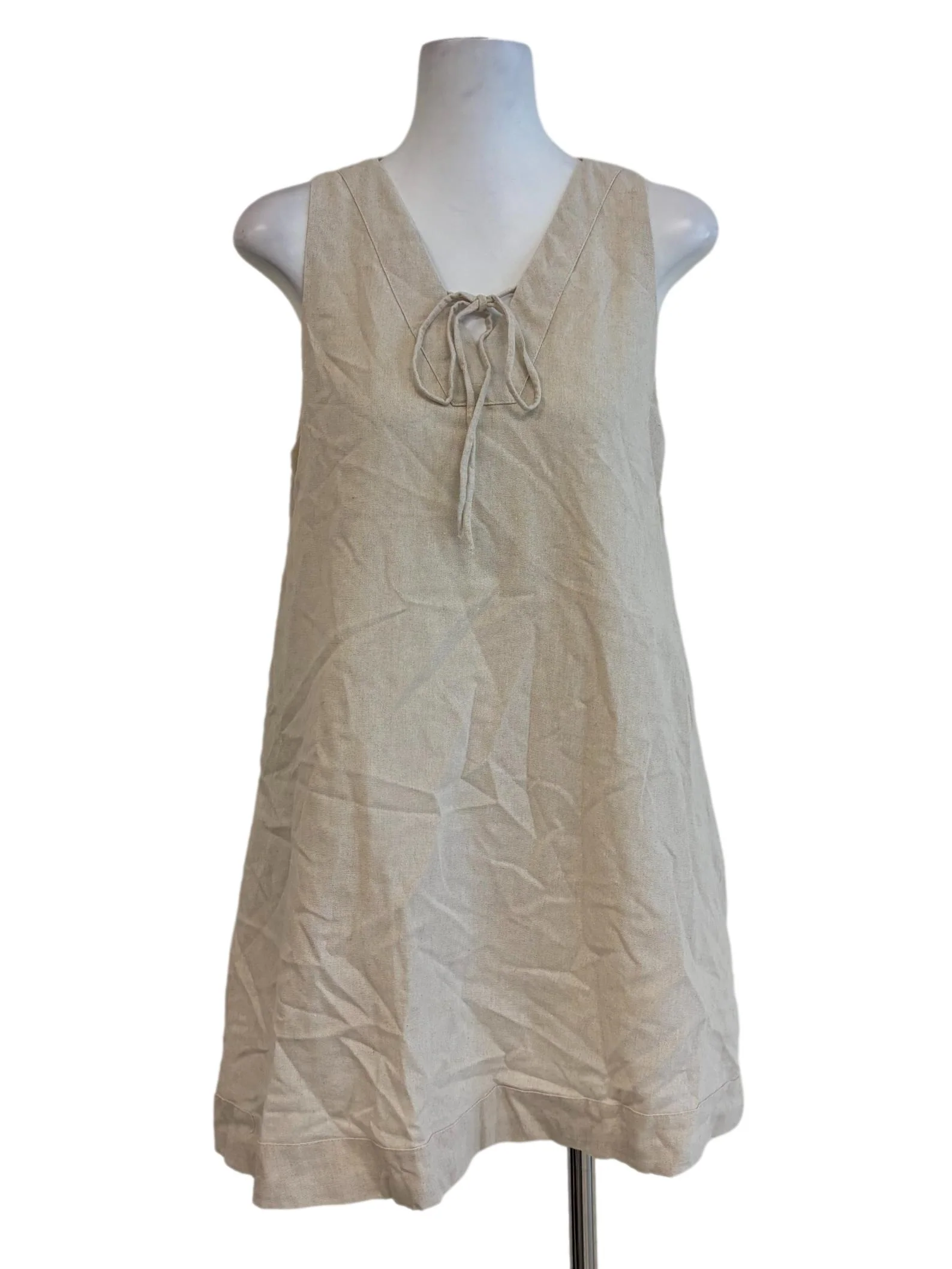 Eggshell V-Neck Sleeveless Dress
