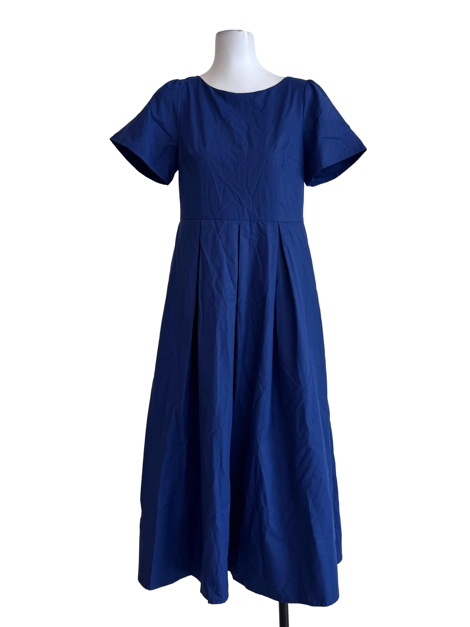 Egyptian Blue Round Neck Drop Waist Dress