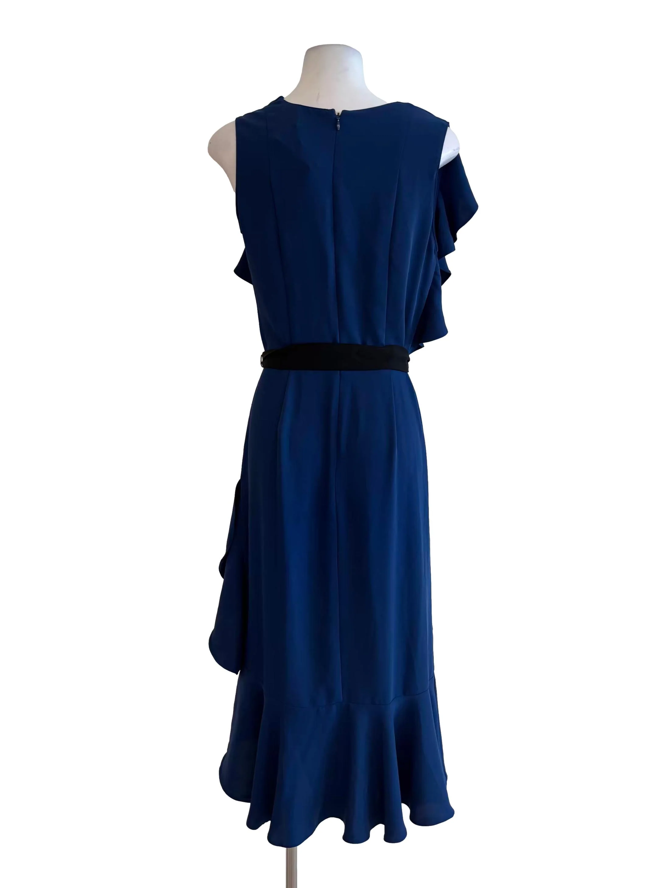 Egyptian Blue Ruffle Asymmetrical Dress - Image 2