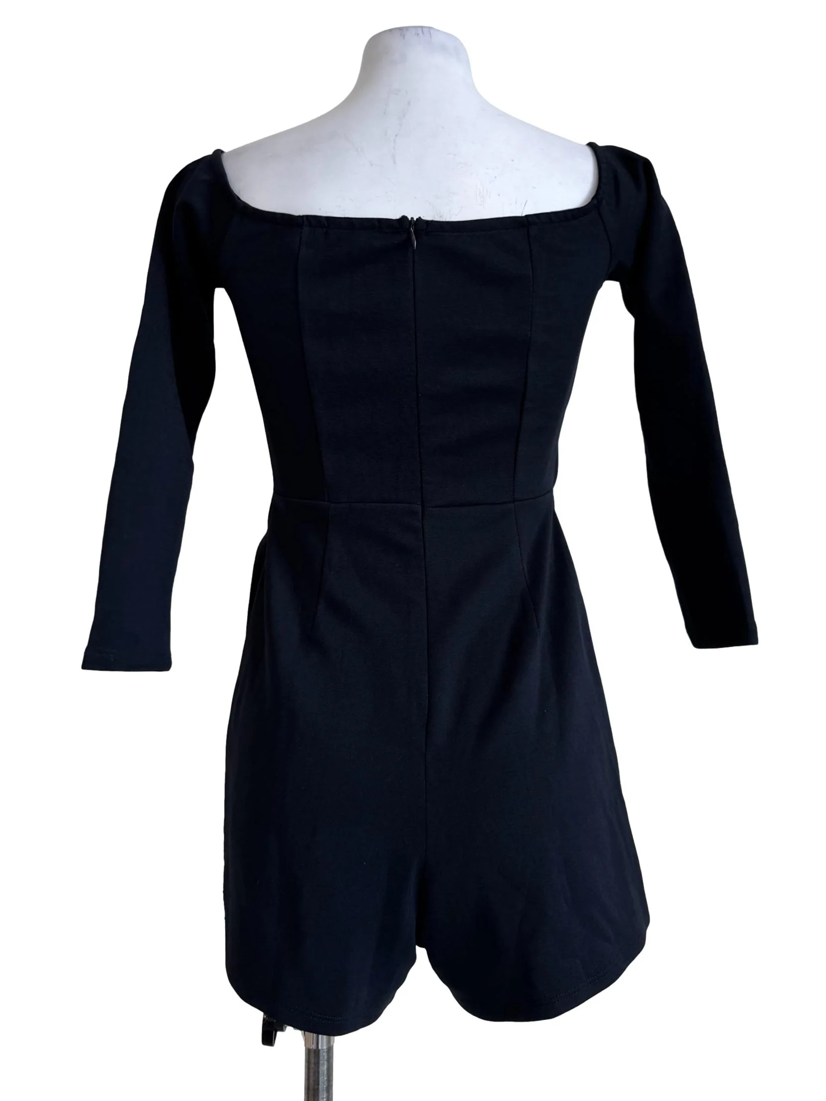 Elastic Black Long Sleeve Rompers - Image 2