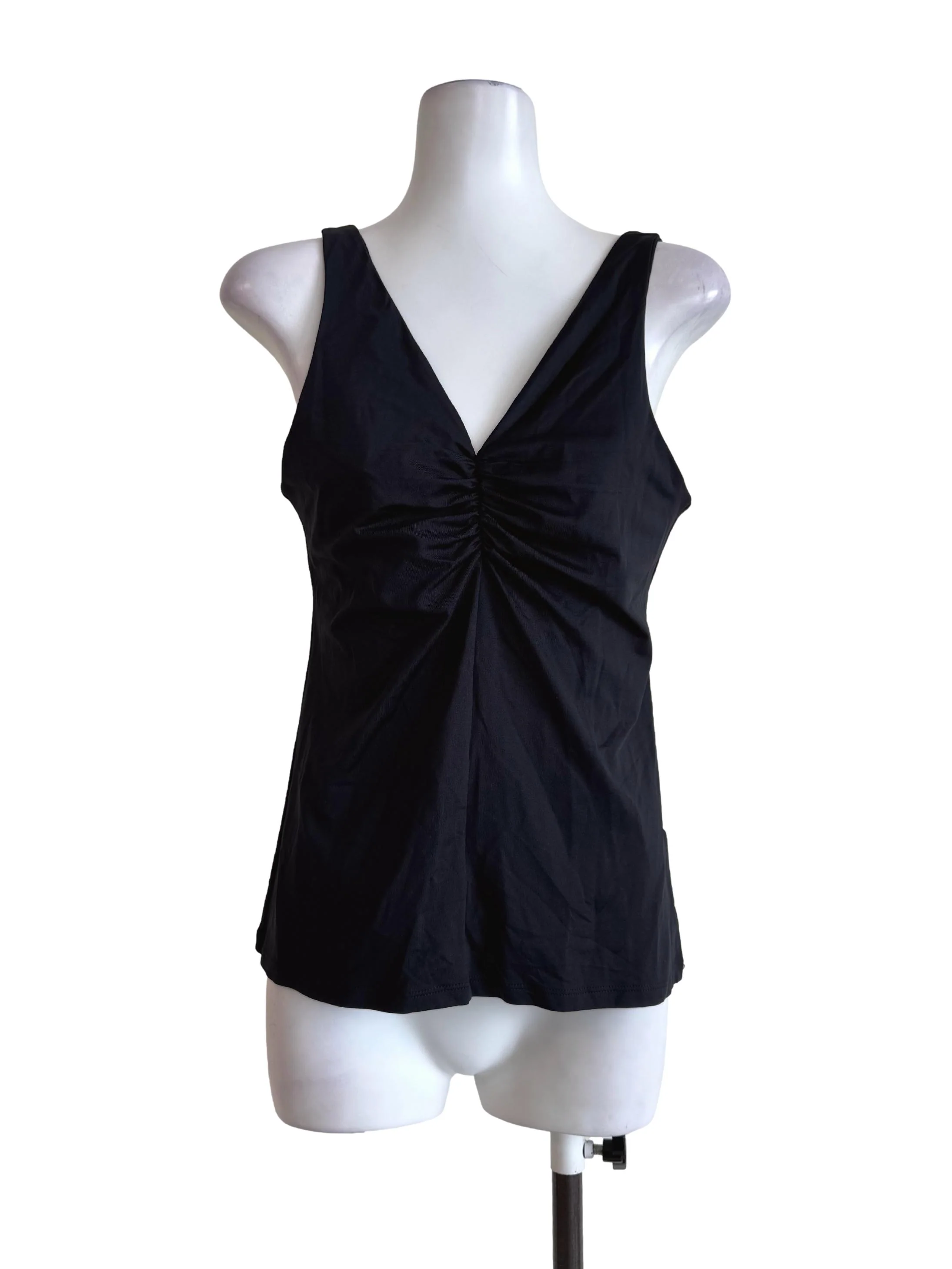 Elastic Black V Neck Top