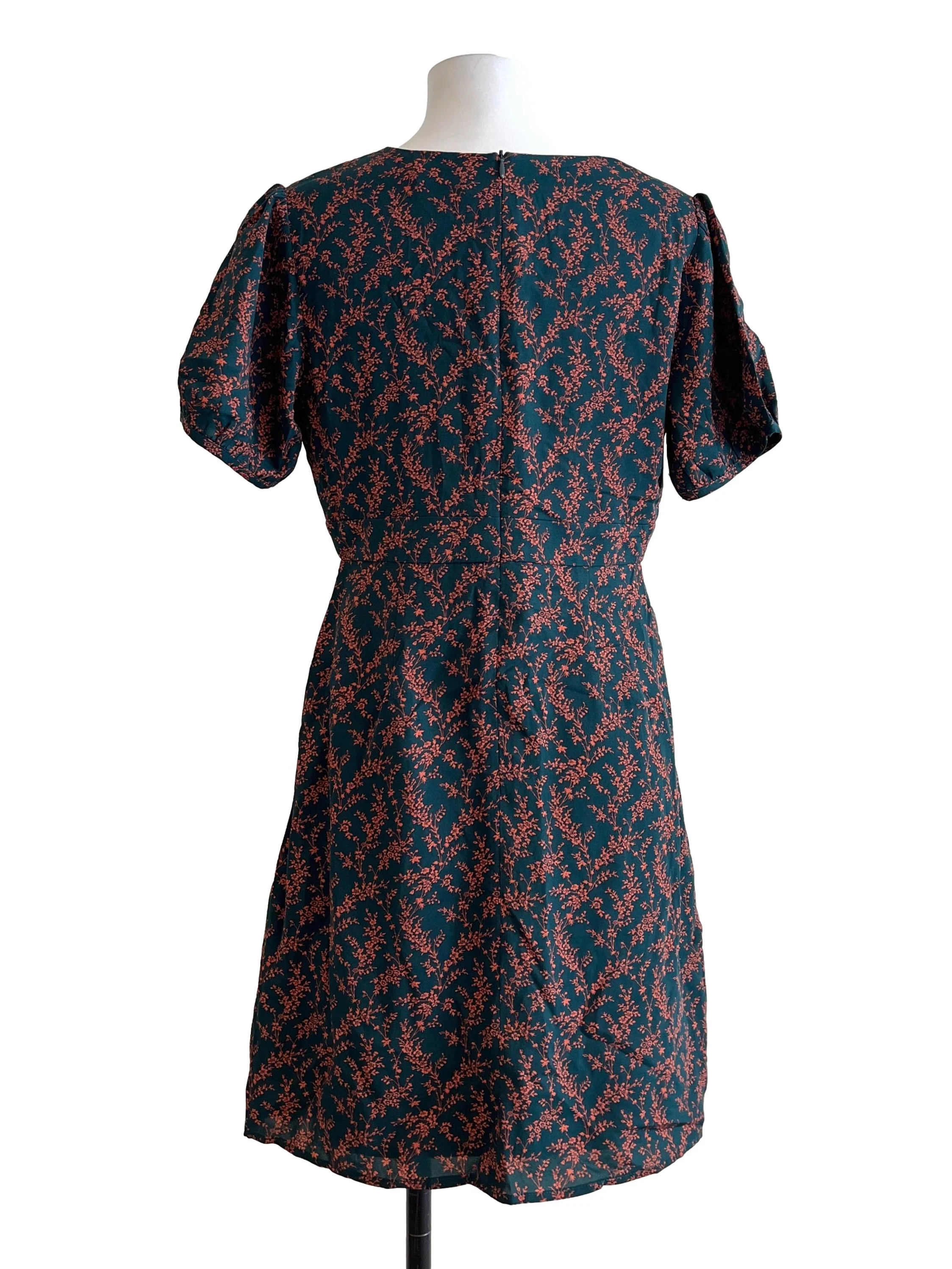 Emerald Green Floral Printed V-Neck Dress TCL - Image 2