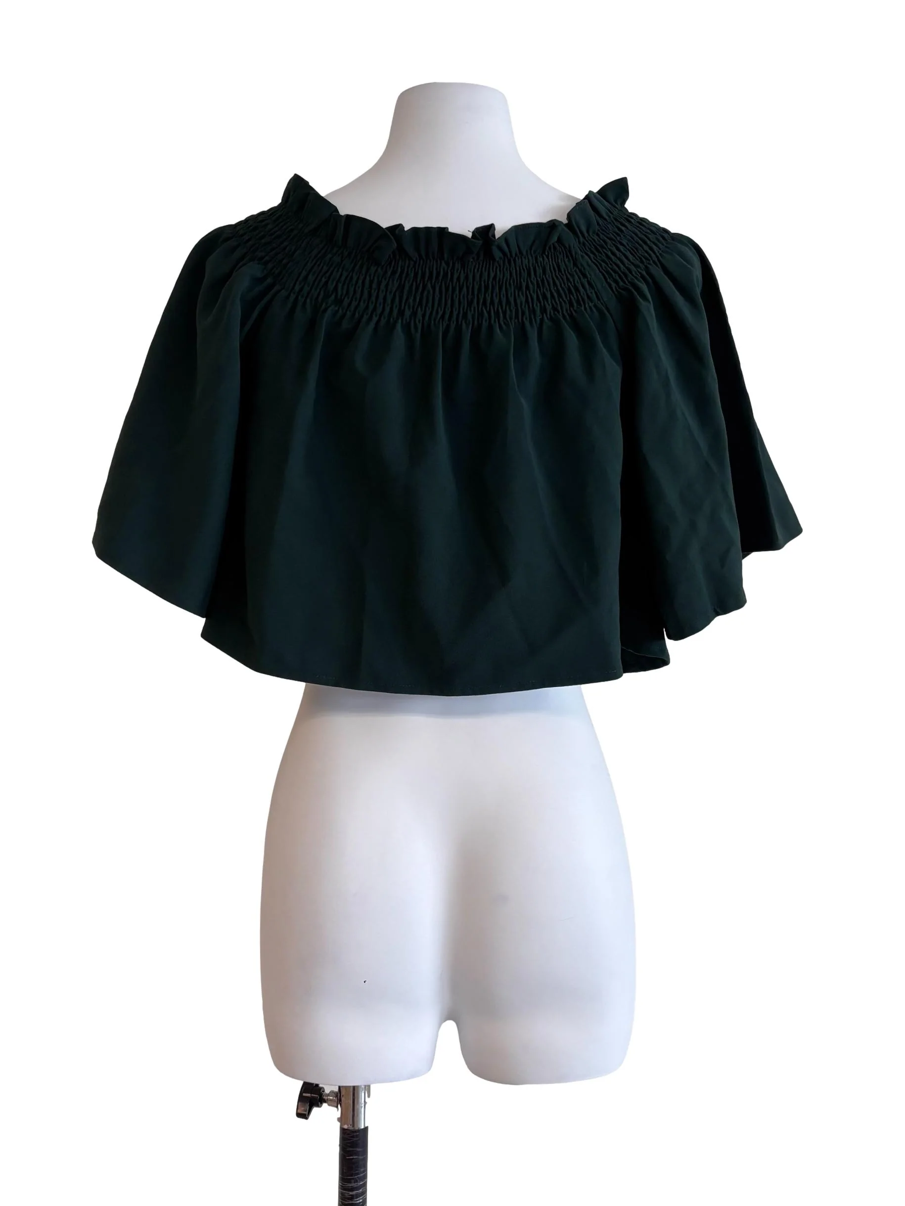 Emerald Green Ruffle Neckline Top - Image 2