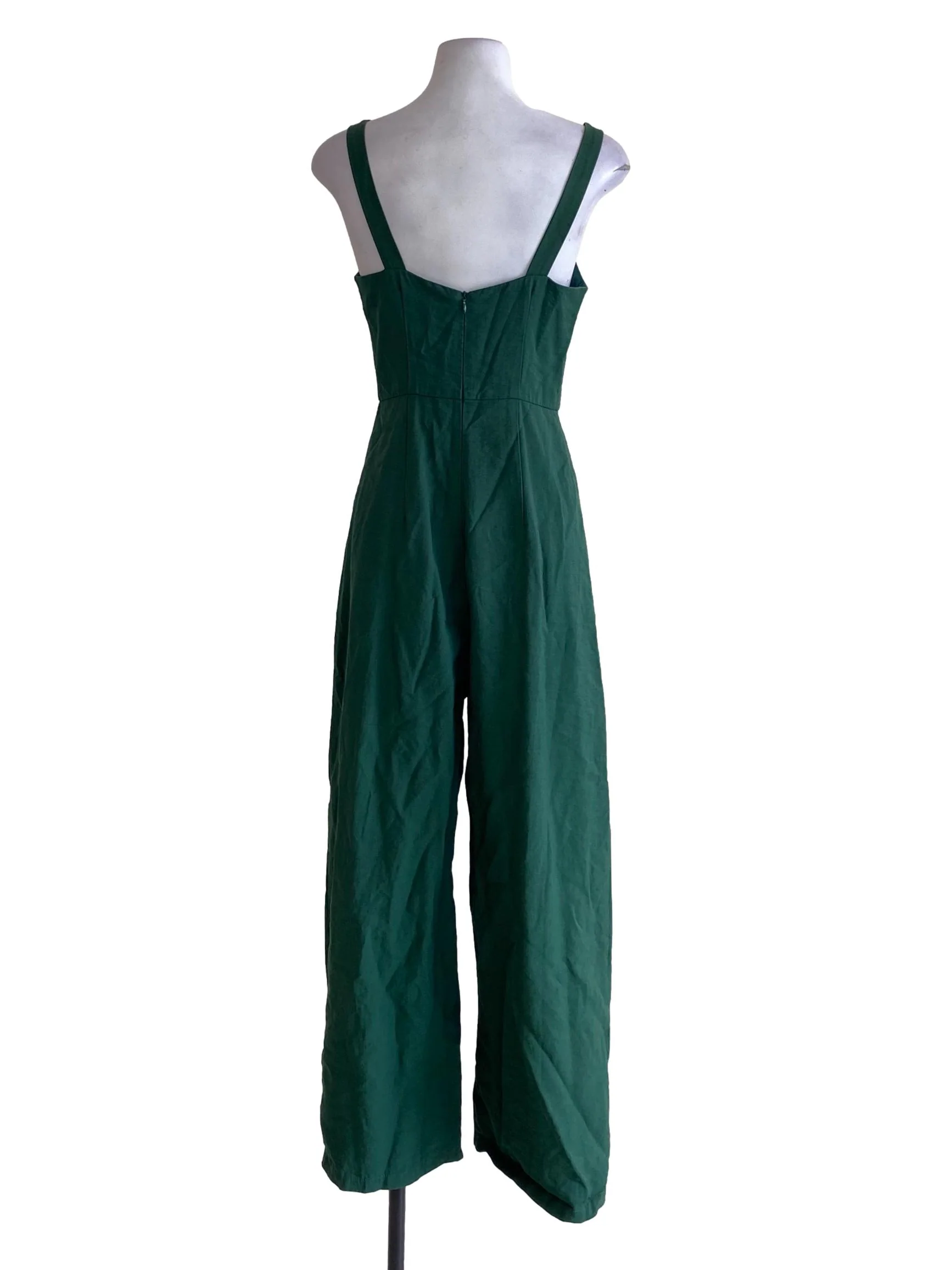 Emerald Green Square Neck Loose Jumpsuit - Image 2