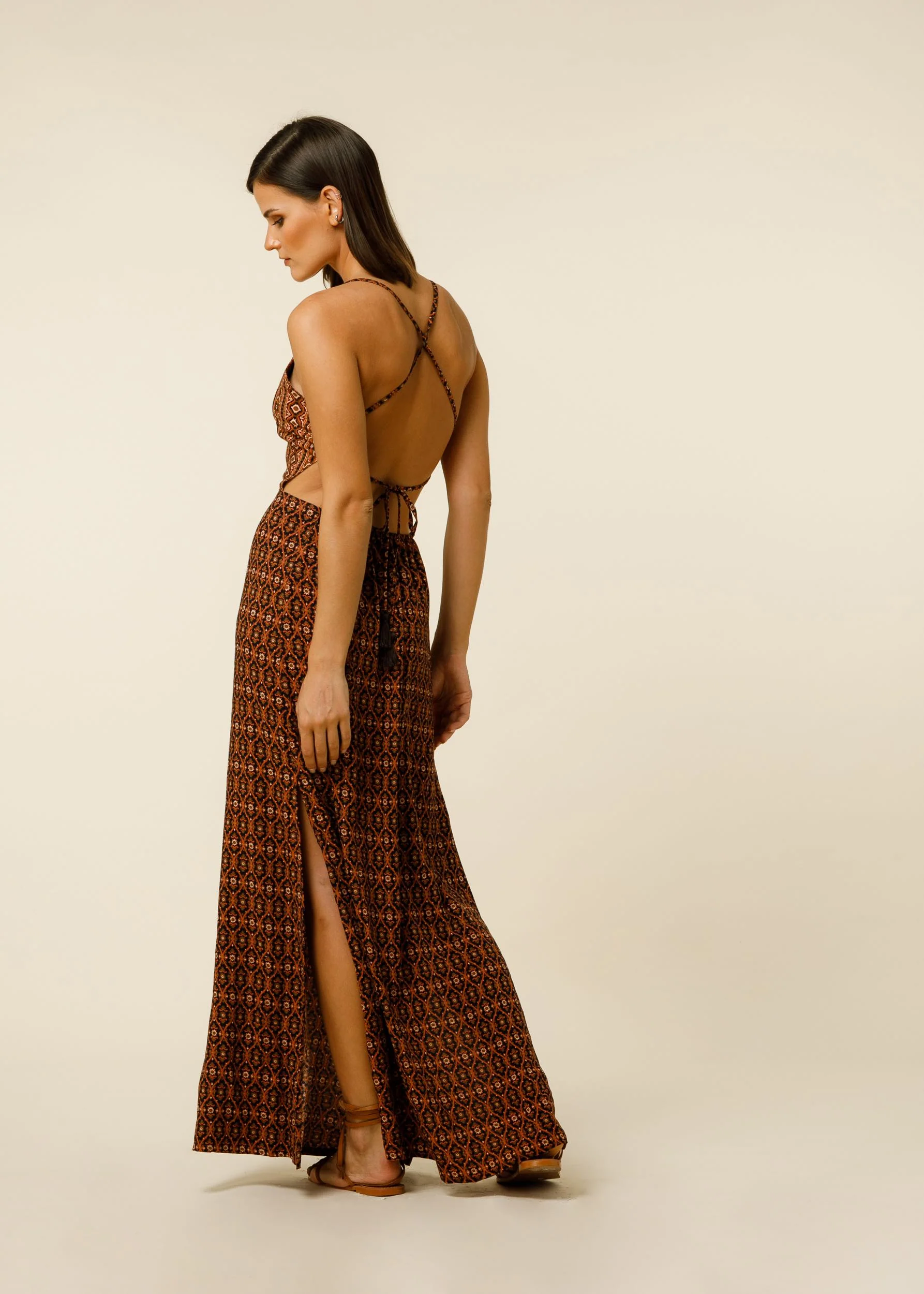 Espen Dress In Felis Border Print - Brown CSN - Image 4