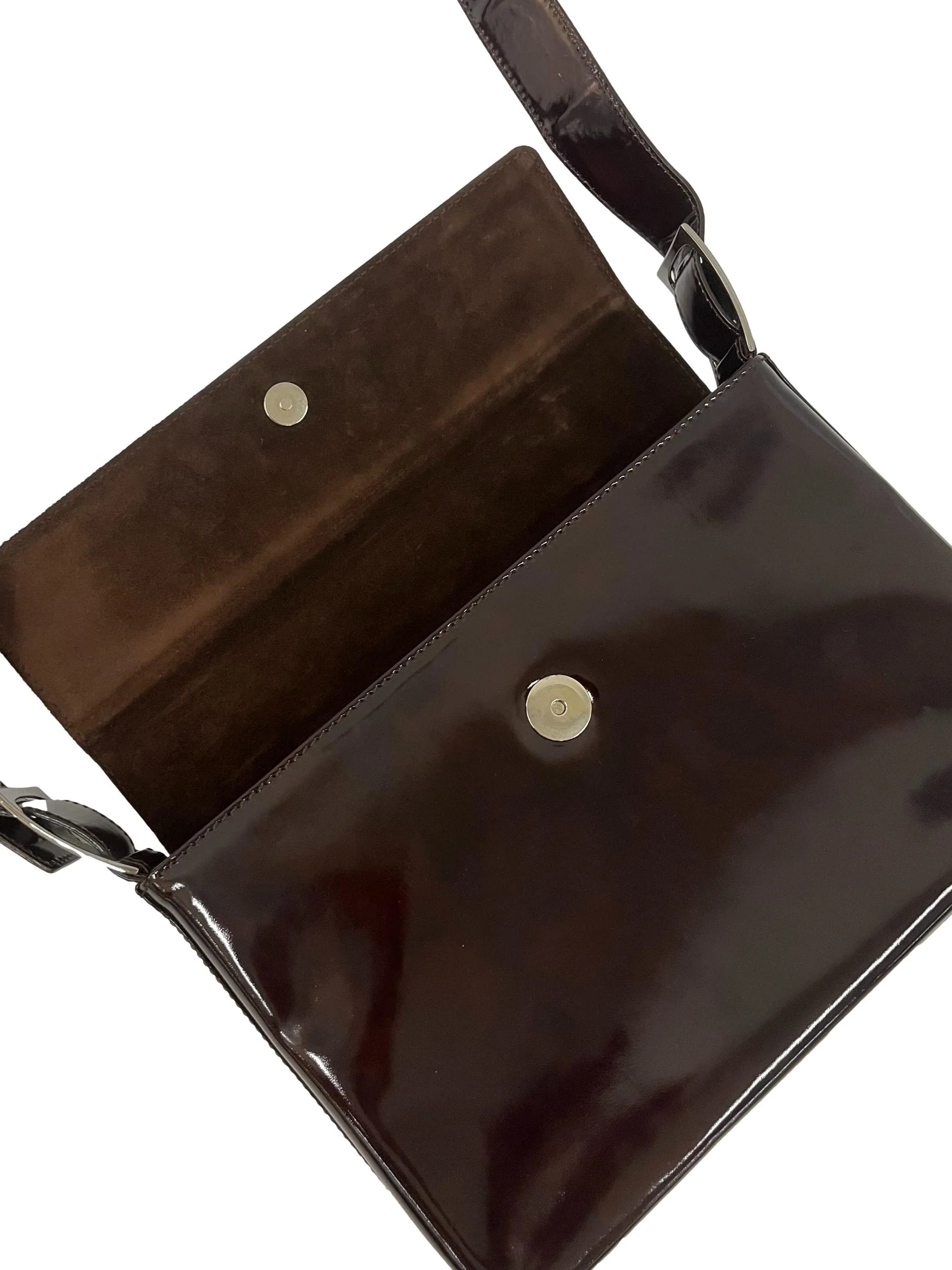 Espresso Brown Glossy Crossbody Bag - Image 3