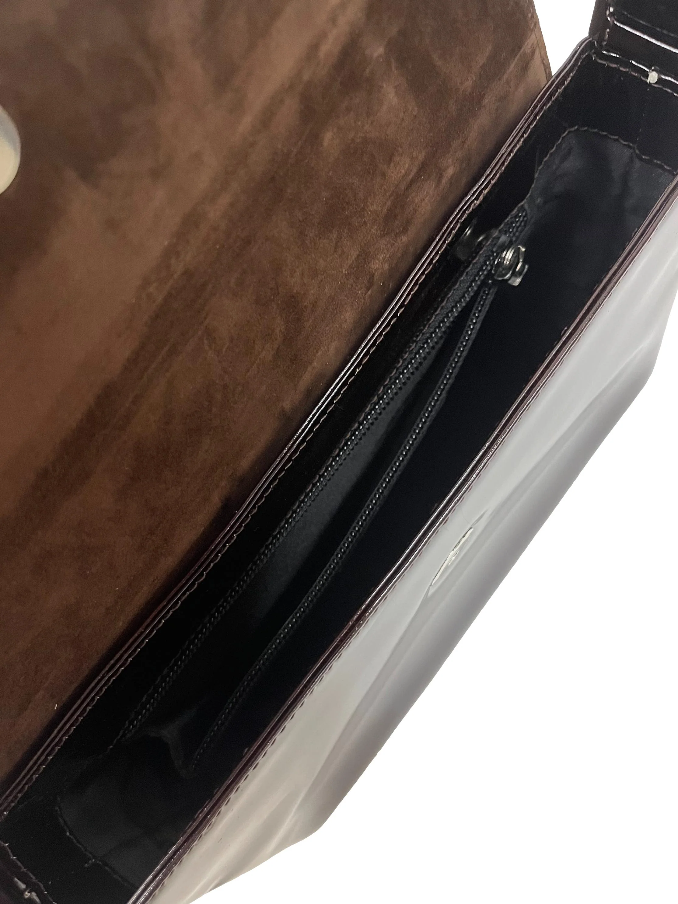 Espresso Brown Glossy Crossbody Bag - Image 4