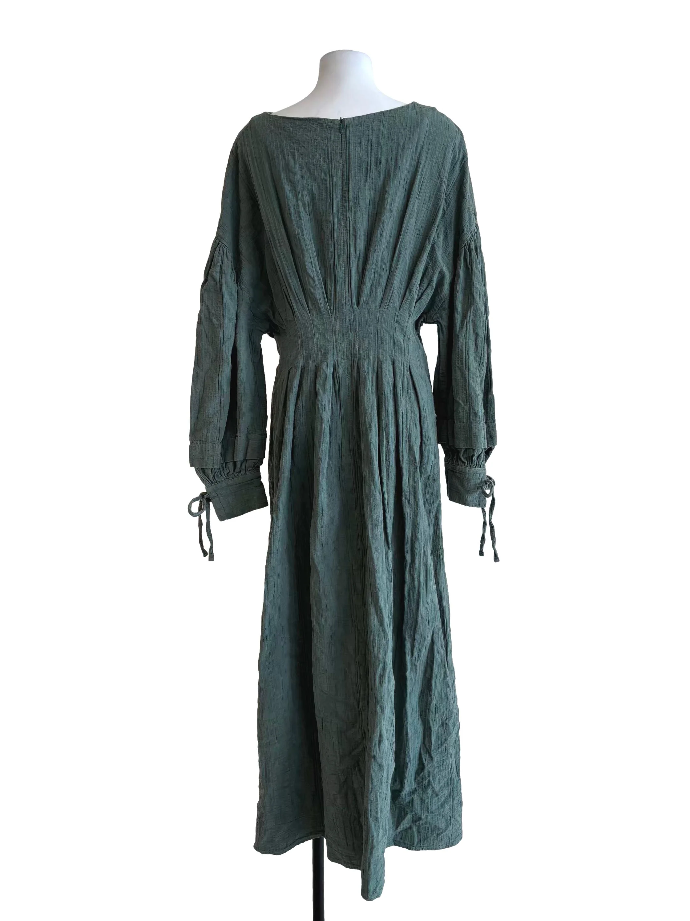 Fern Green Long Sleeve Textured Dress - Image 2