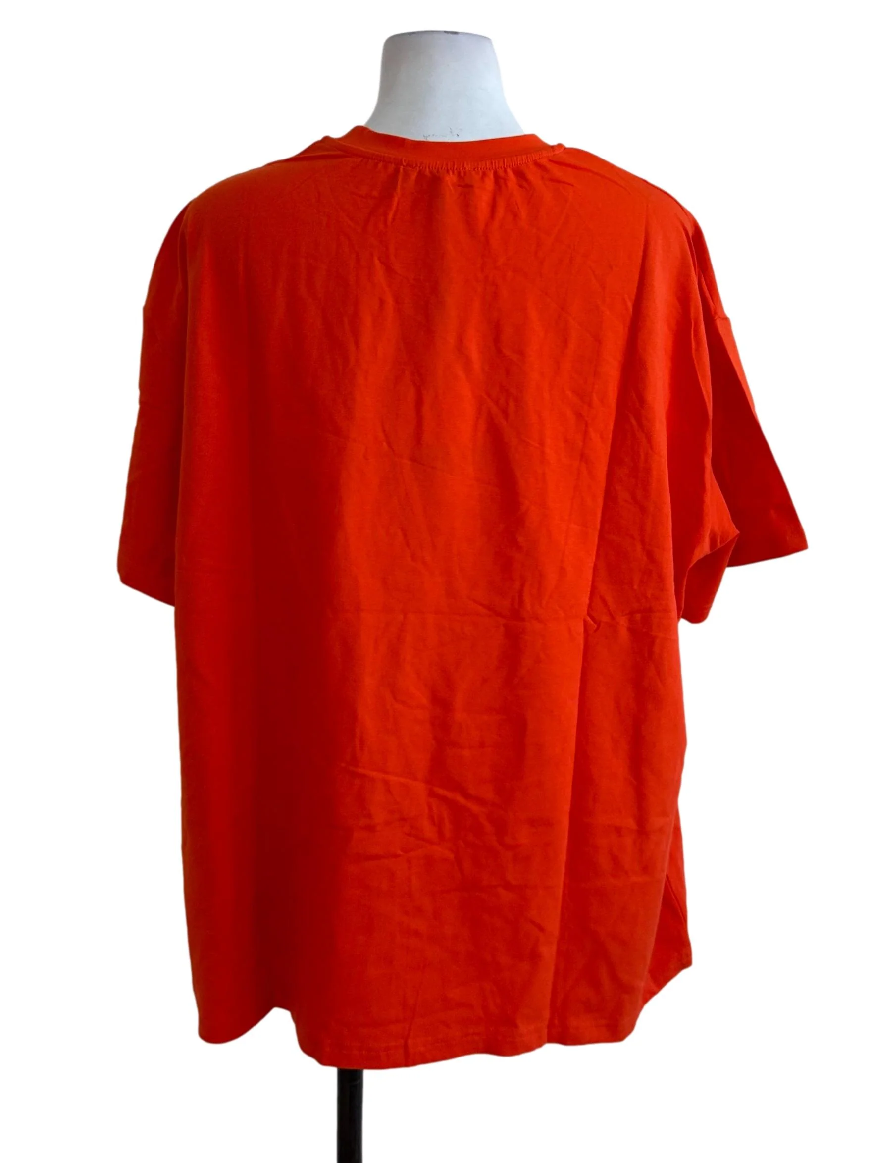 Fire Orange Round Neck Tee Top - Image 2