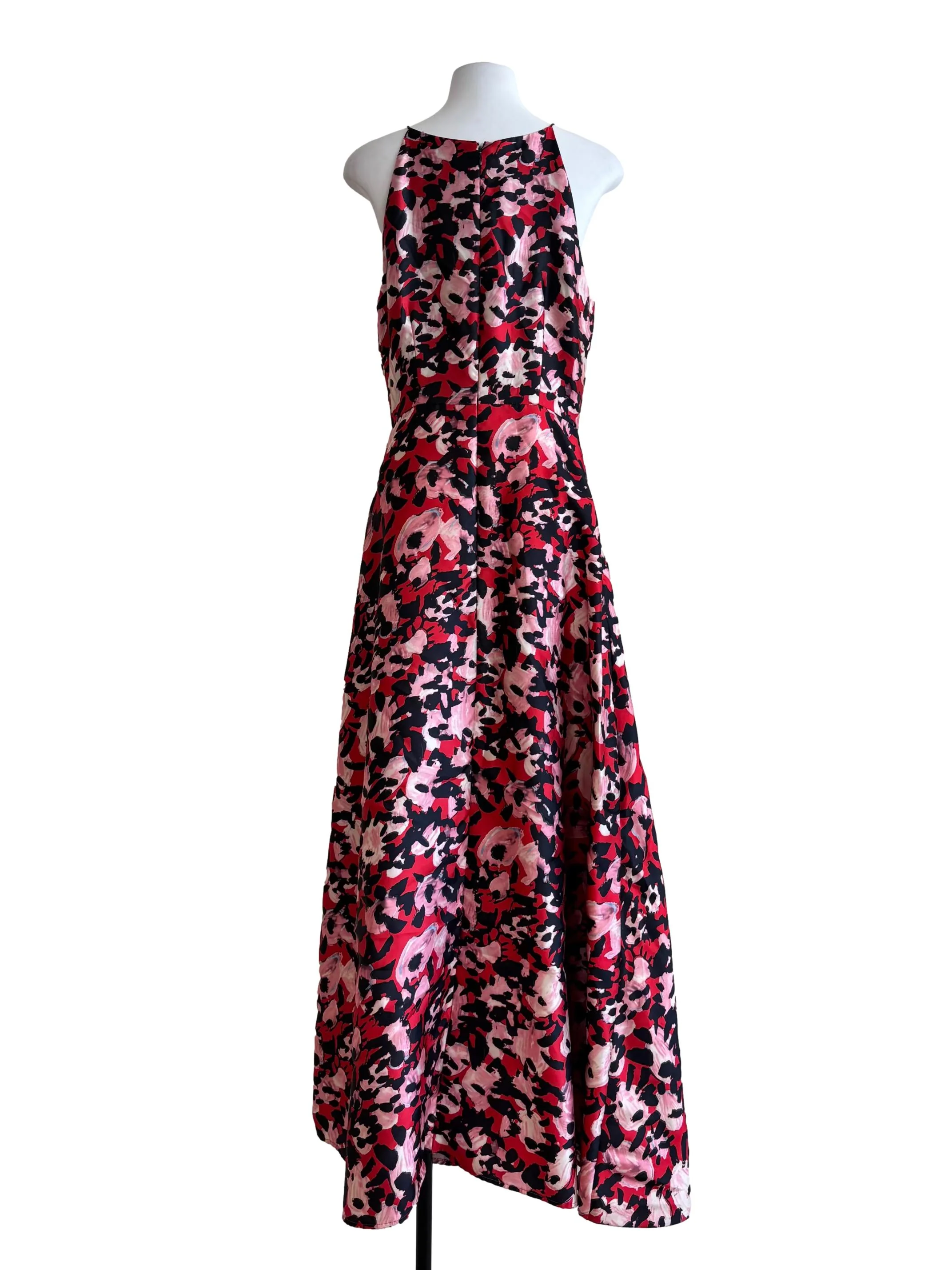 Fire Red Black Printed A-Line Dress - Image 2