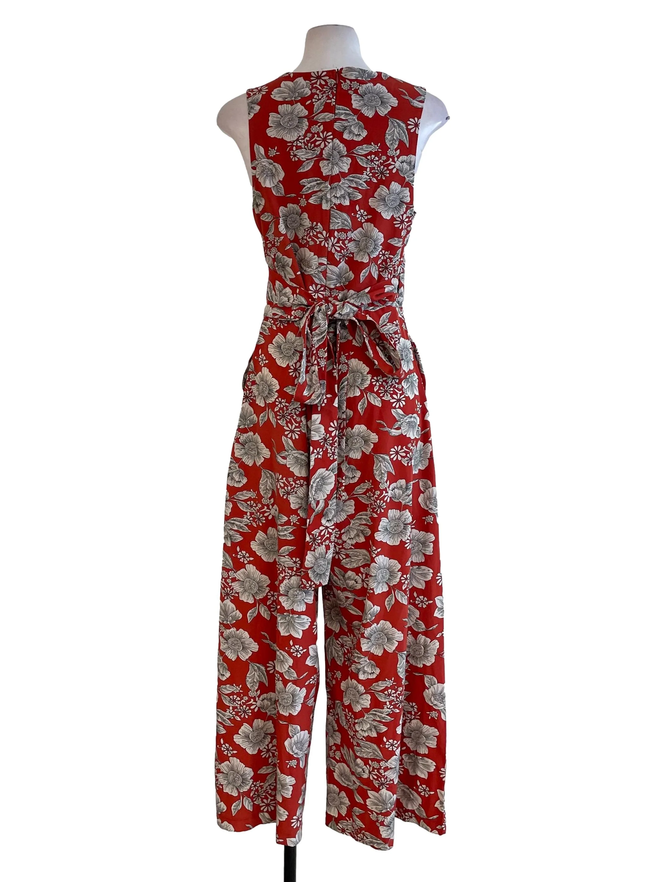 Fire Red Floral V Neck Jumpsuit - Image 2