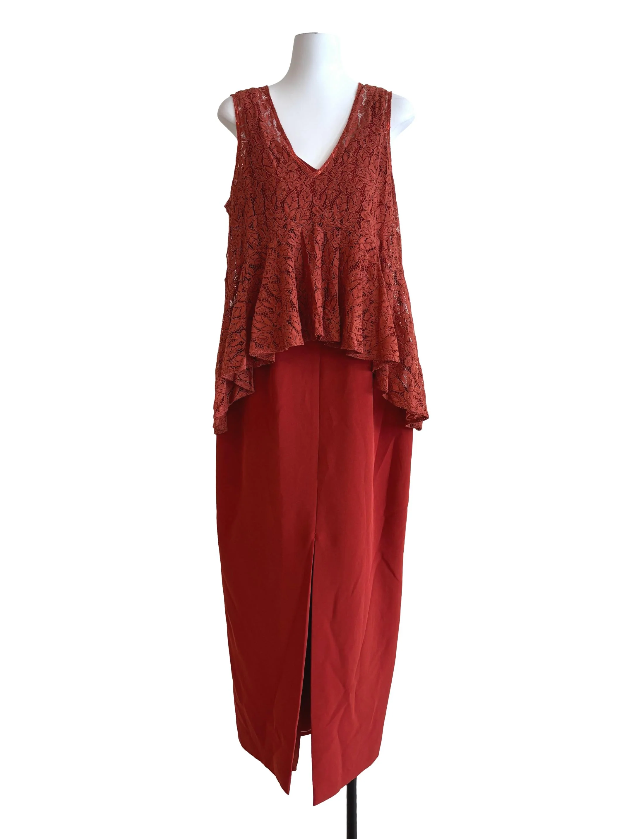 Flame Orange Peplum Lace Dress