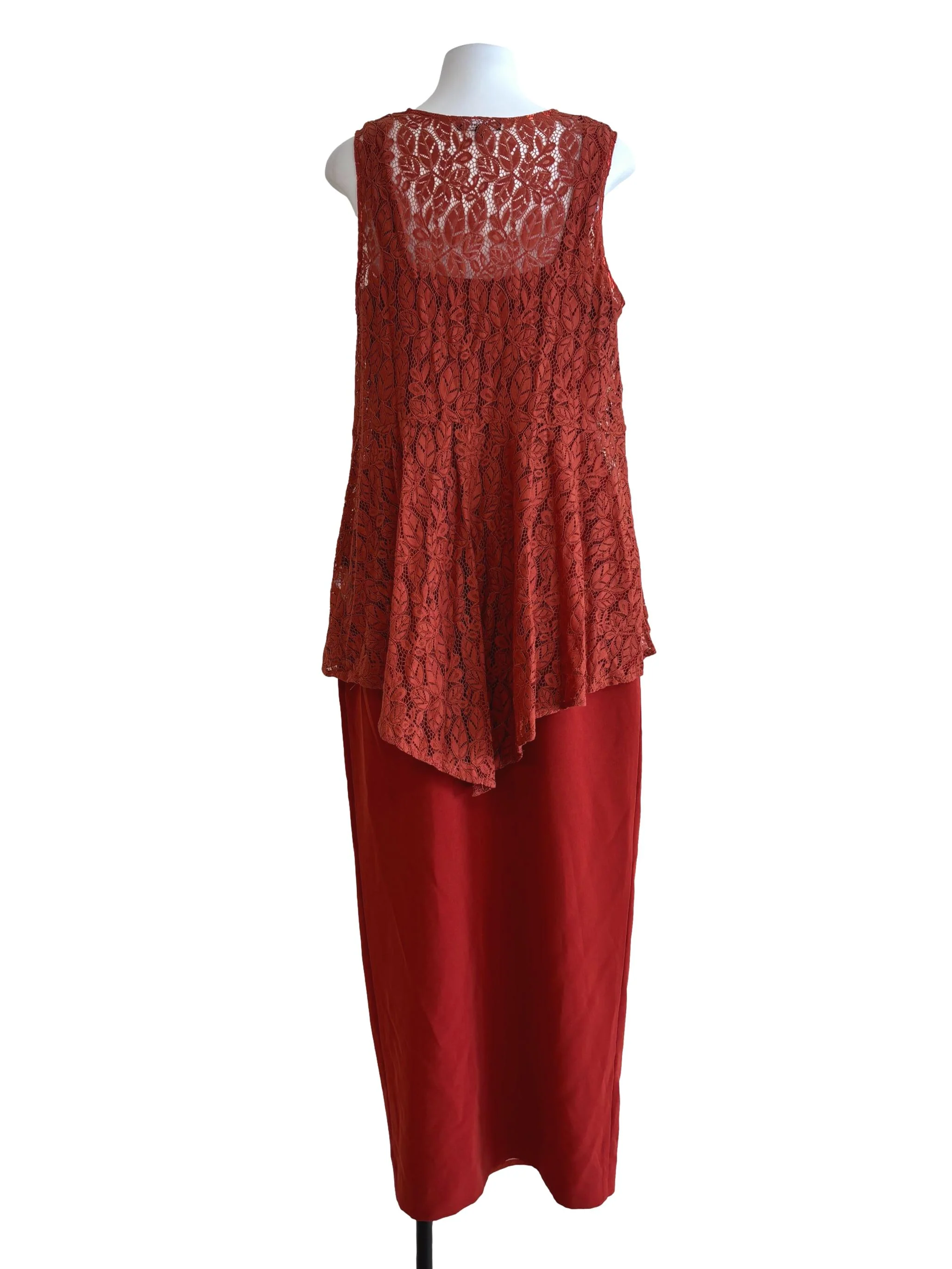 Flame Orange Peplum Lace Dress - Image 2