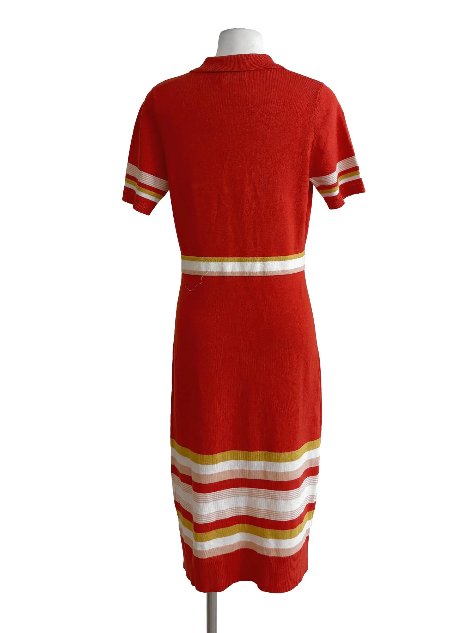 Flame Orange Striped Knit Dress - Image 2