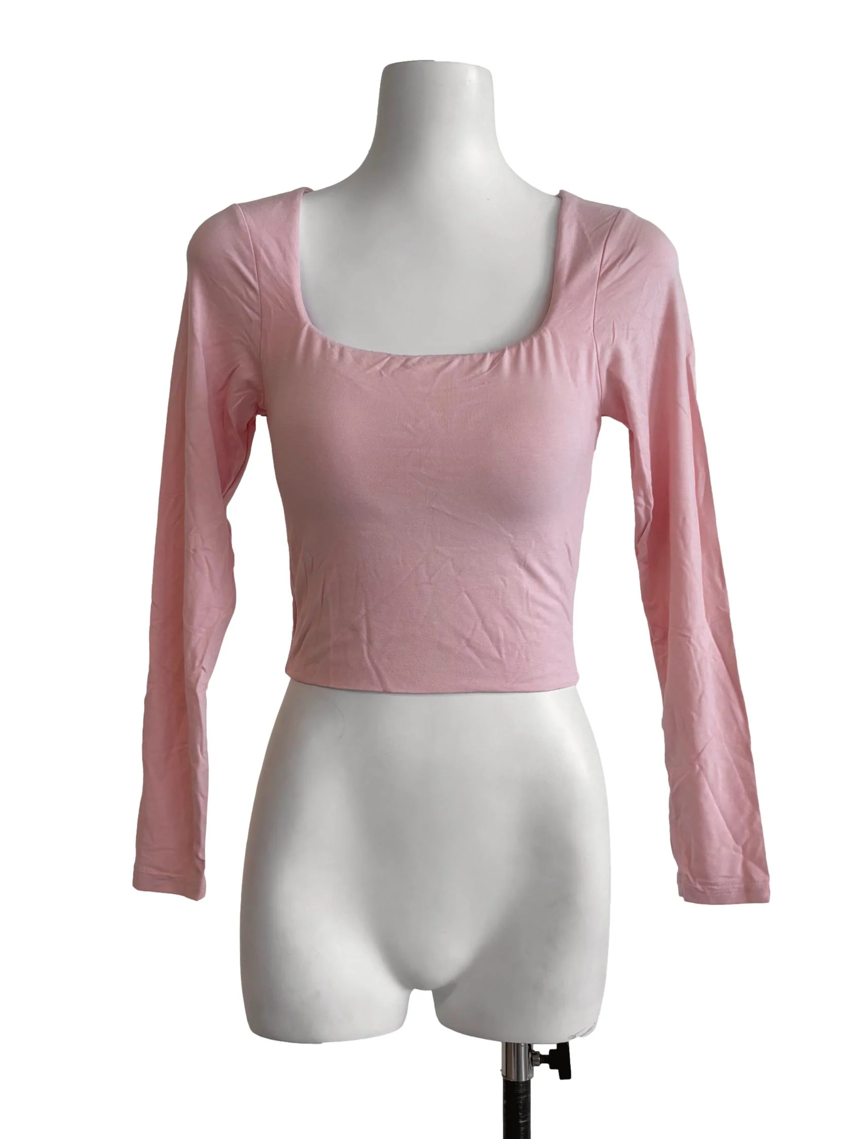 Flamingo Pink Long Sleeve Fitted Top