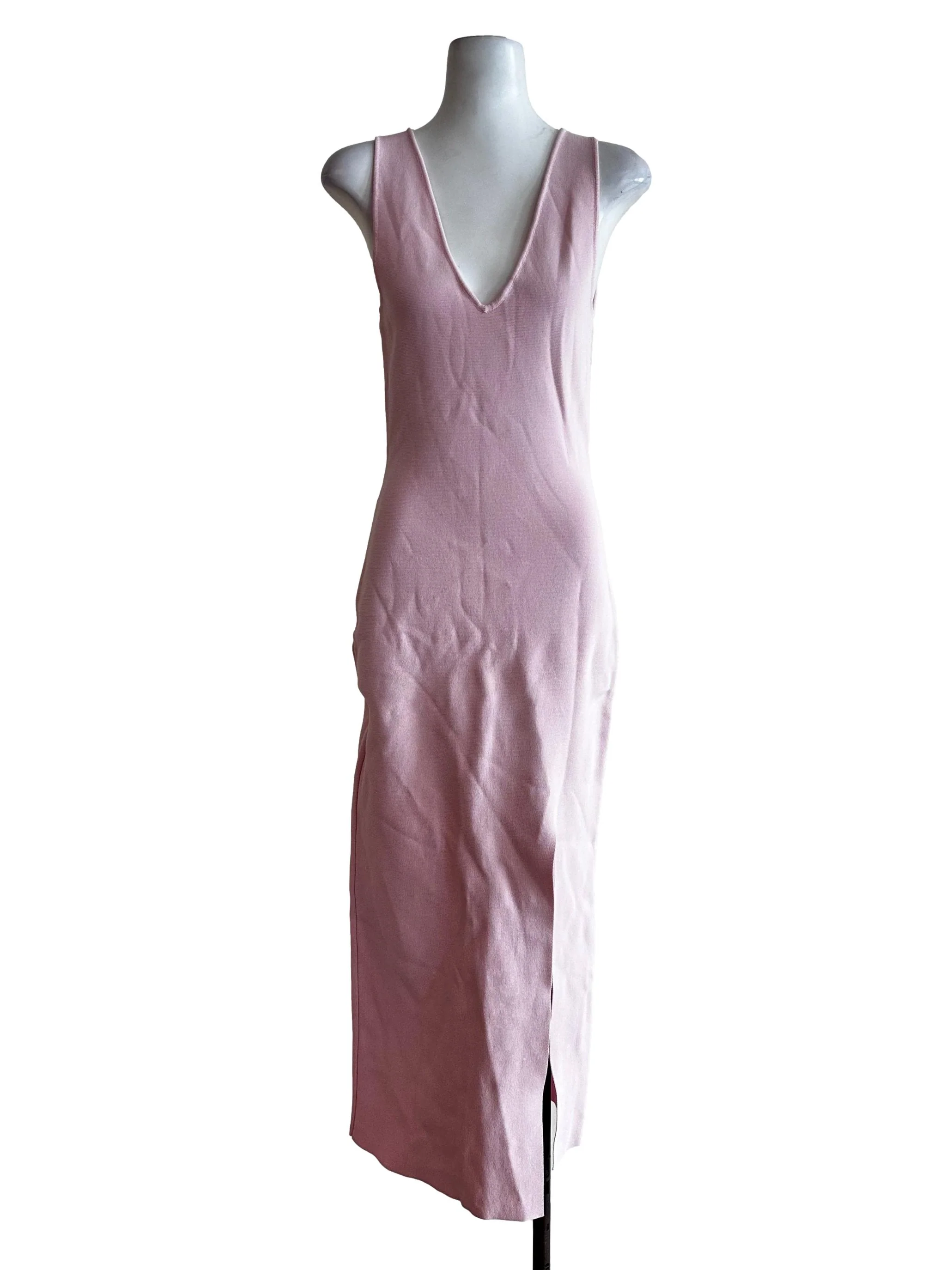 Flamingo Pink V Neckline Dress