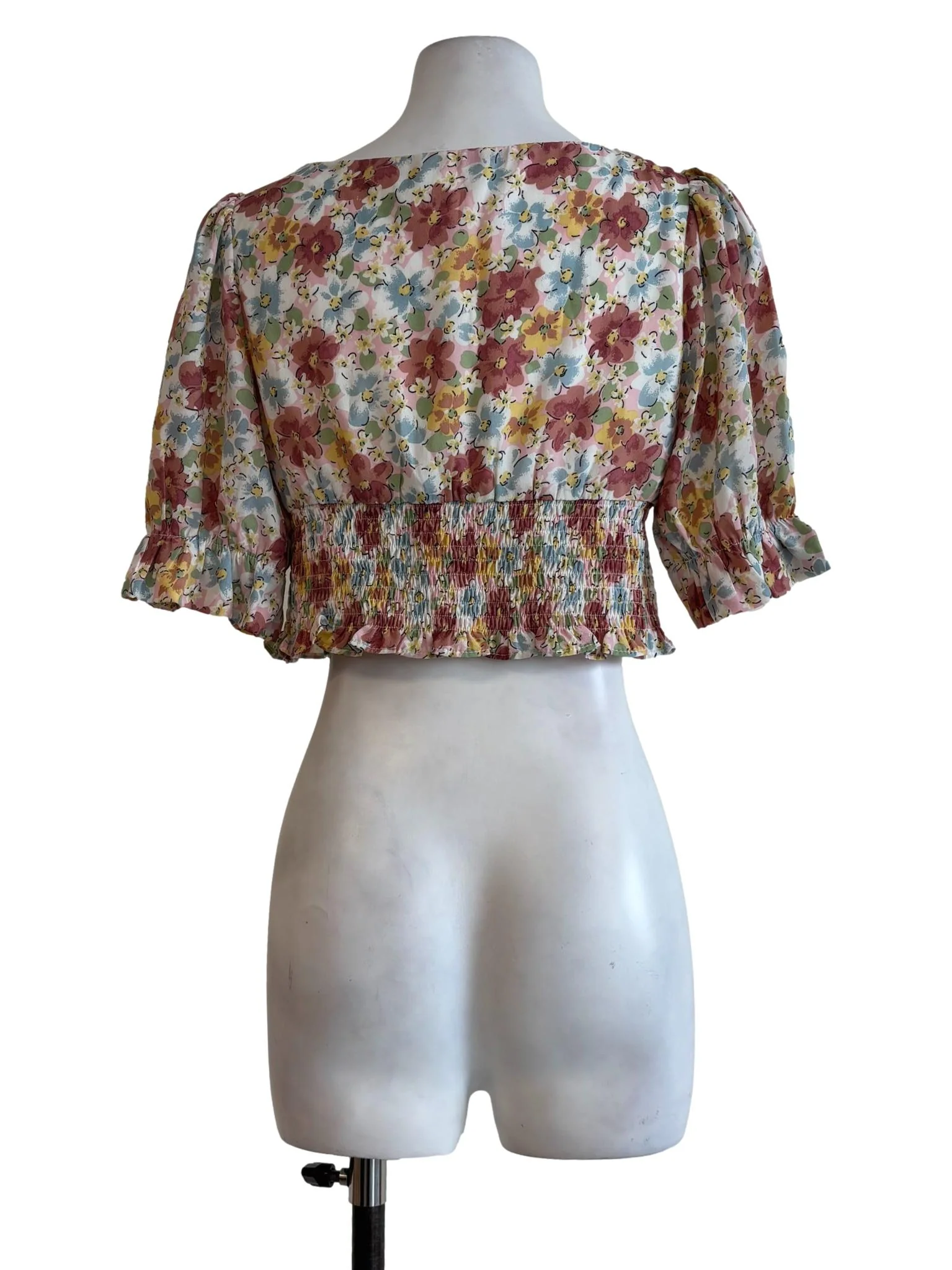 Floral Crop Smocked Top - Image 2