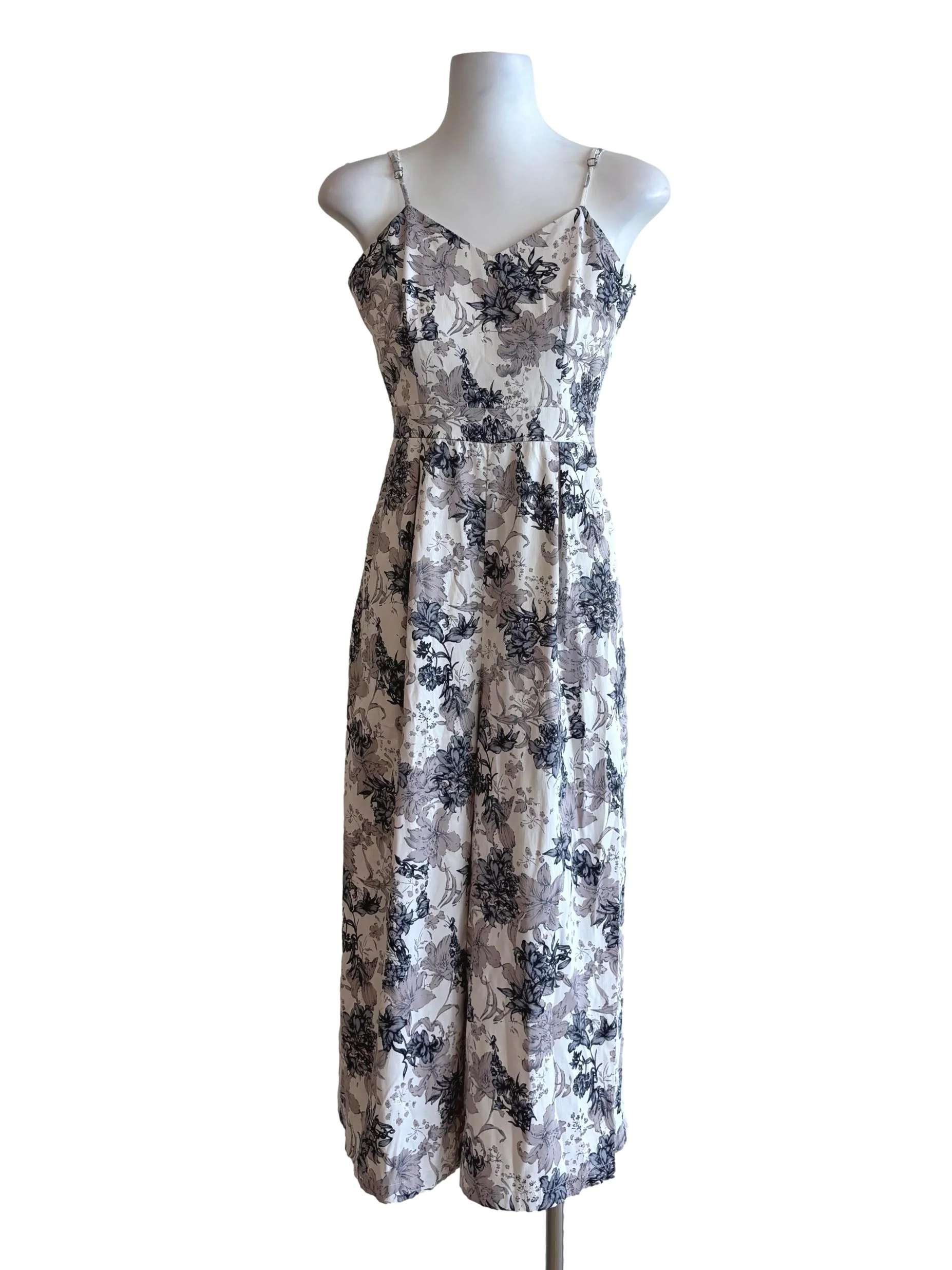 Floral White Spaghetti Strap Jumpsuit LB