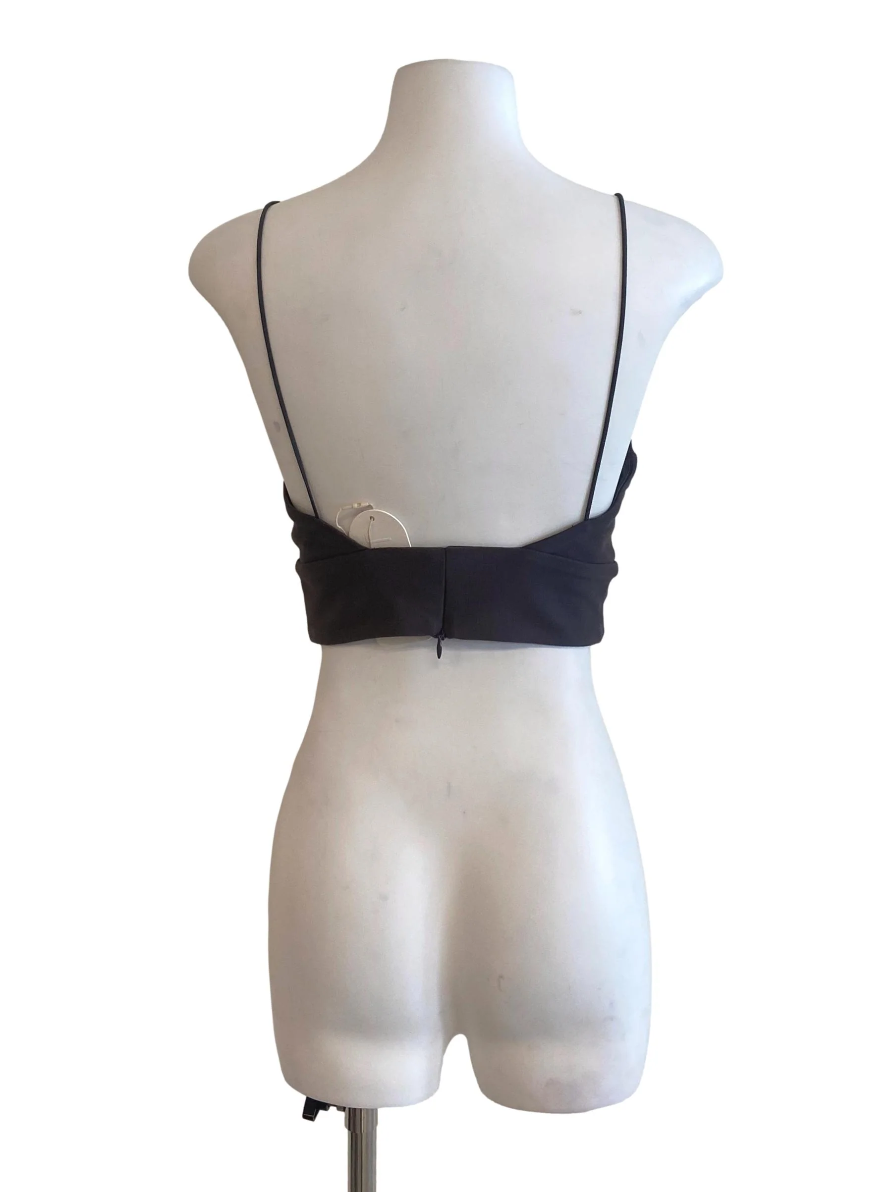 Fog Grey Spaghetti Straps Crop Tops - Image 2