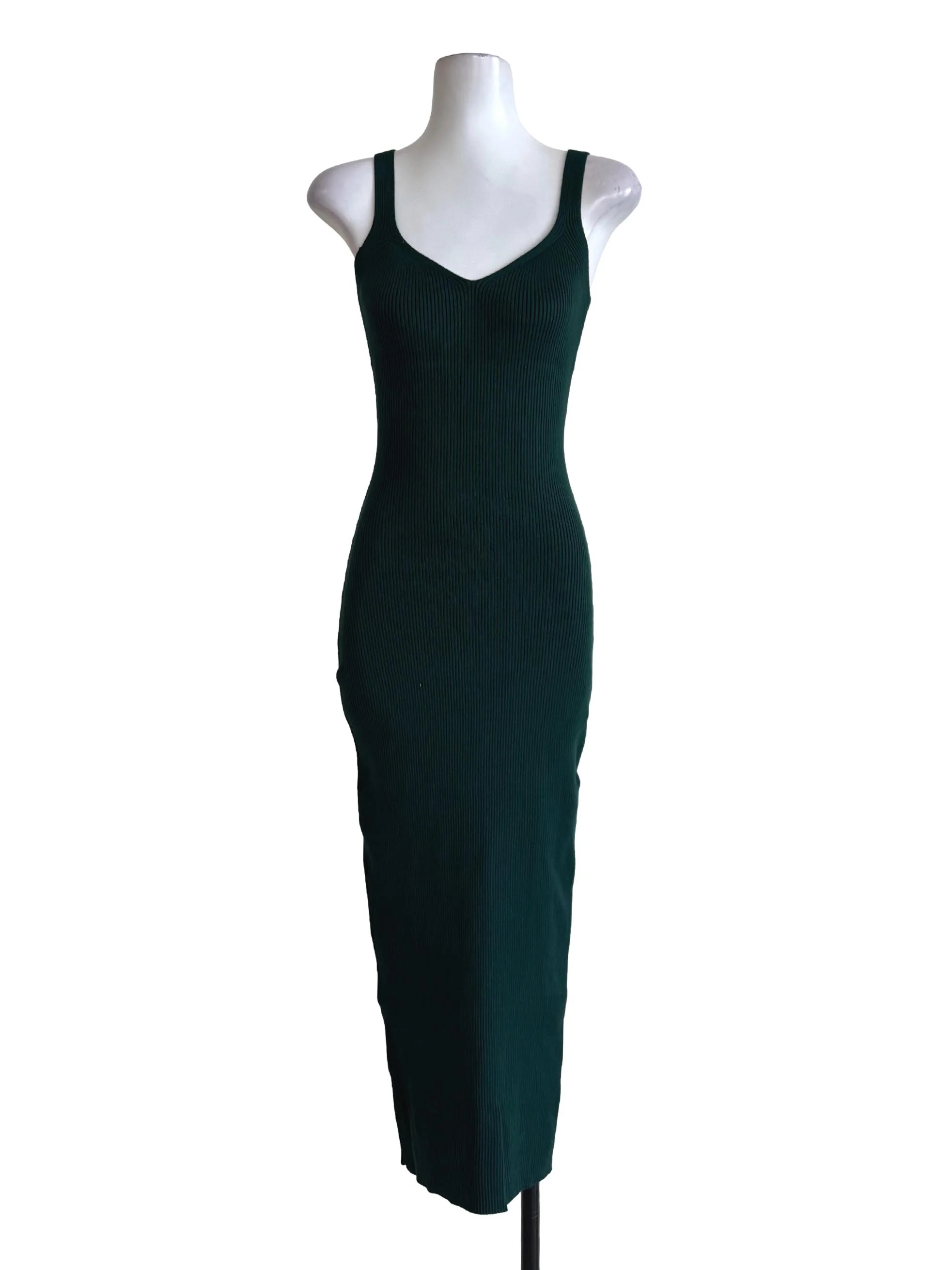 Forest Green V Neck Bodycon Dress