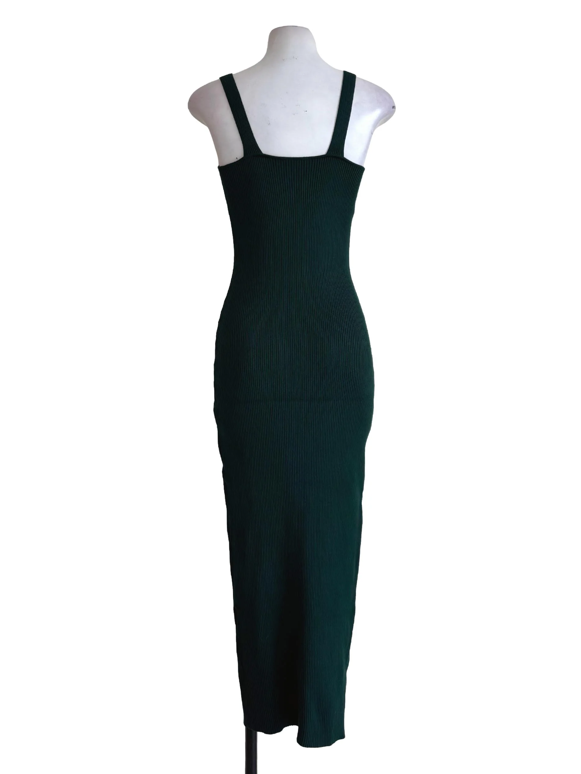 Forest Green V Neck Bodycon Dress - Image 2