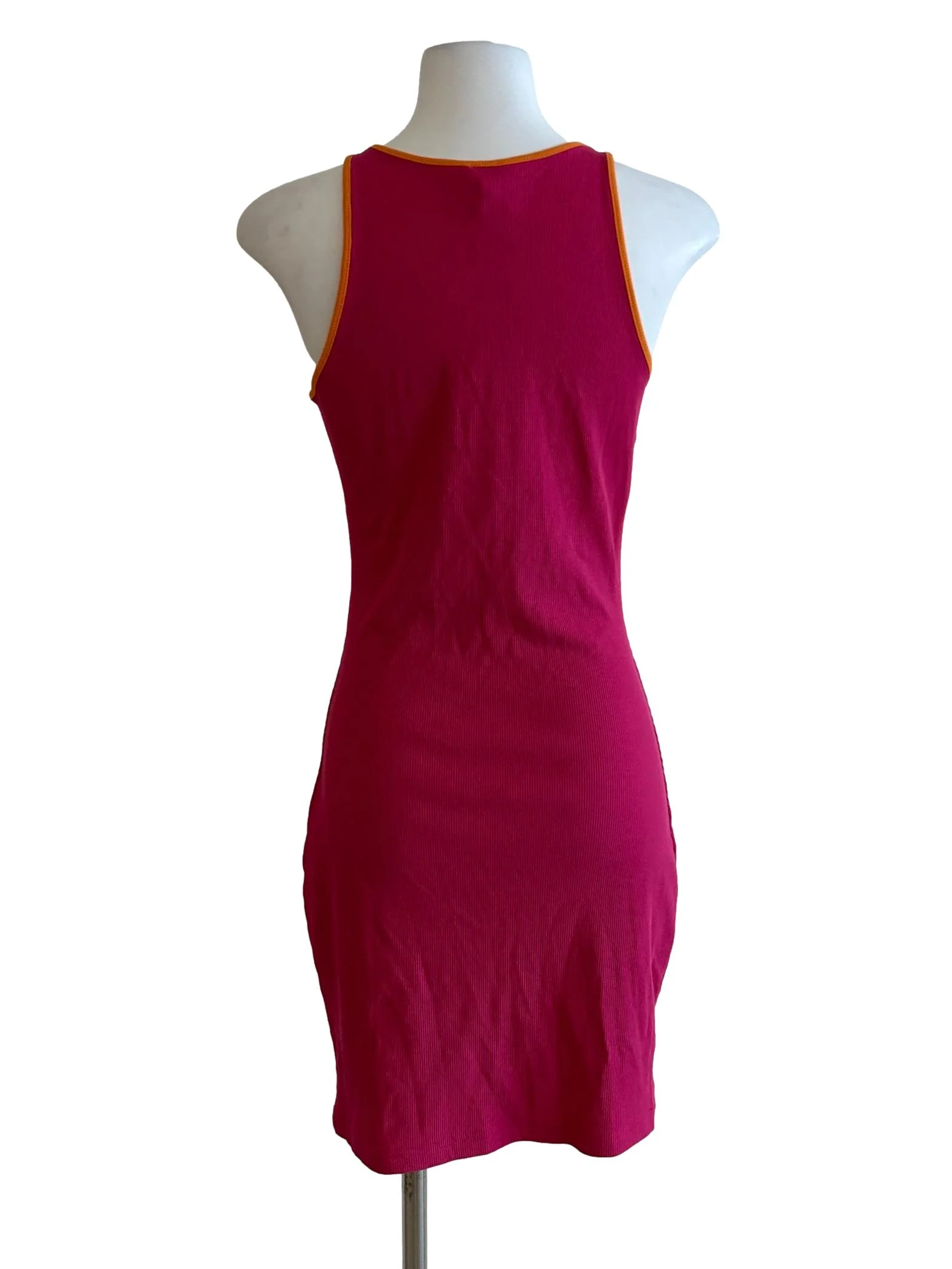 Fucshia And Orange Trim Ribbed Dress - Image 2